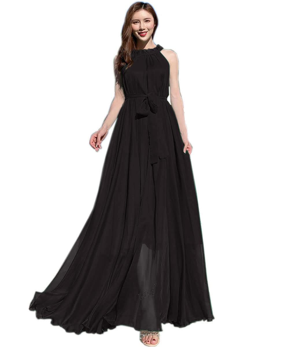 MedeShe Women's Floral Chiffon Maxi Dress - Elegant Beach Bridesmaid Sundress for Holiday & Summer Vacations | Perfect for Weddings, Parties & Casual Outings