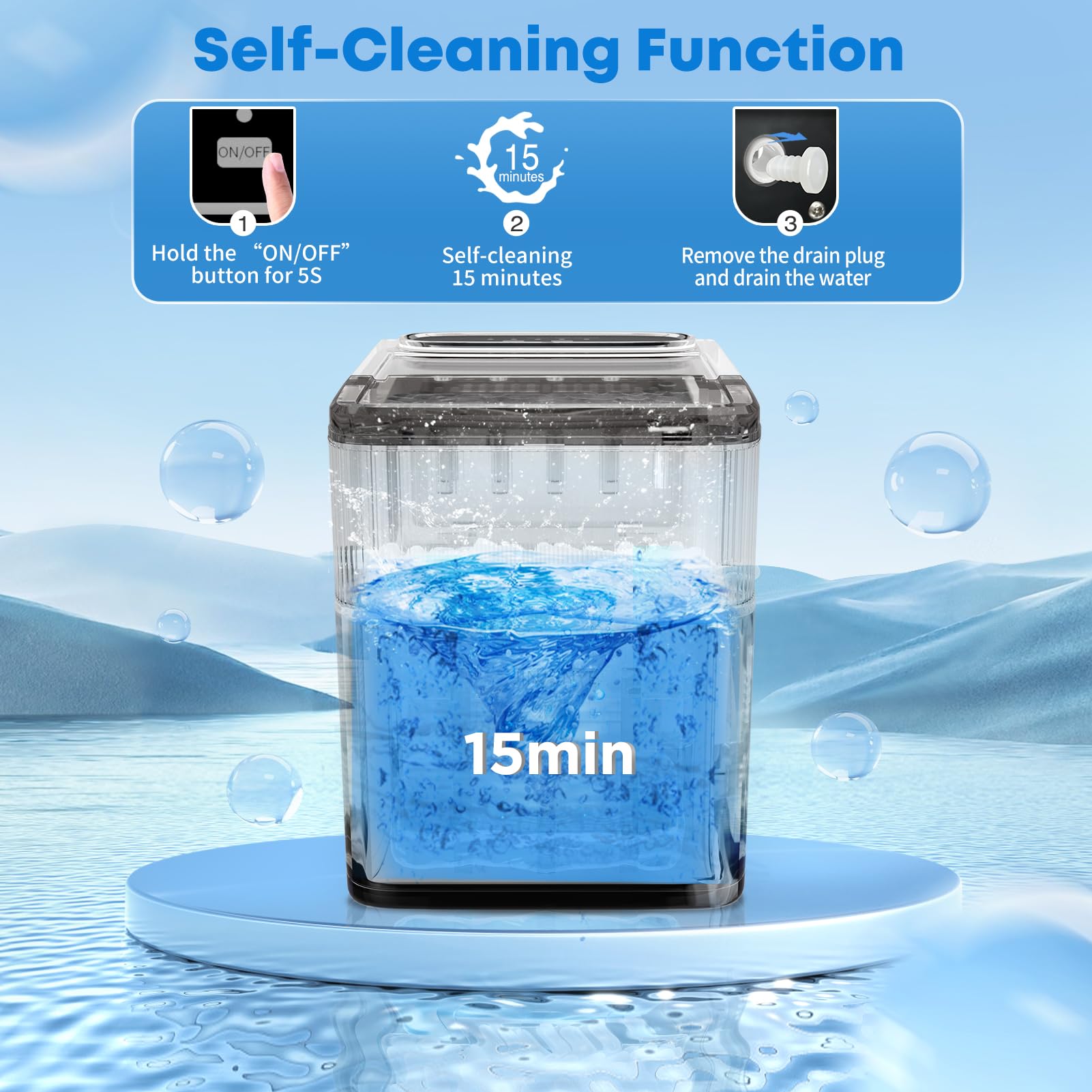 Portable Ice Maker Machine - 35lbs/Day, 9 Ice Cubes in 6 Minutes, Self-Cleaning Countertop Ice Maker with 2 Ice Cube Sizes (Bullet & Cube) & Scoop Basket - Perfect for Home Kitchen, Office, RV Camping, Parties & Bars