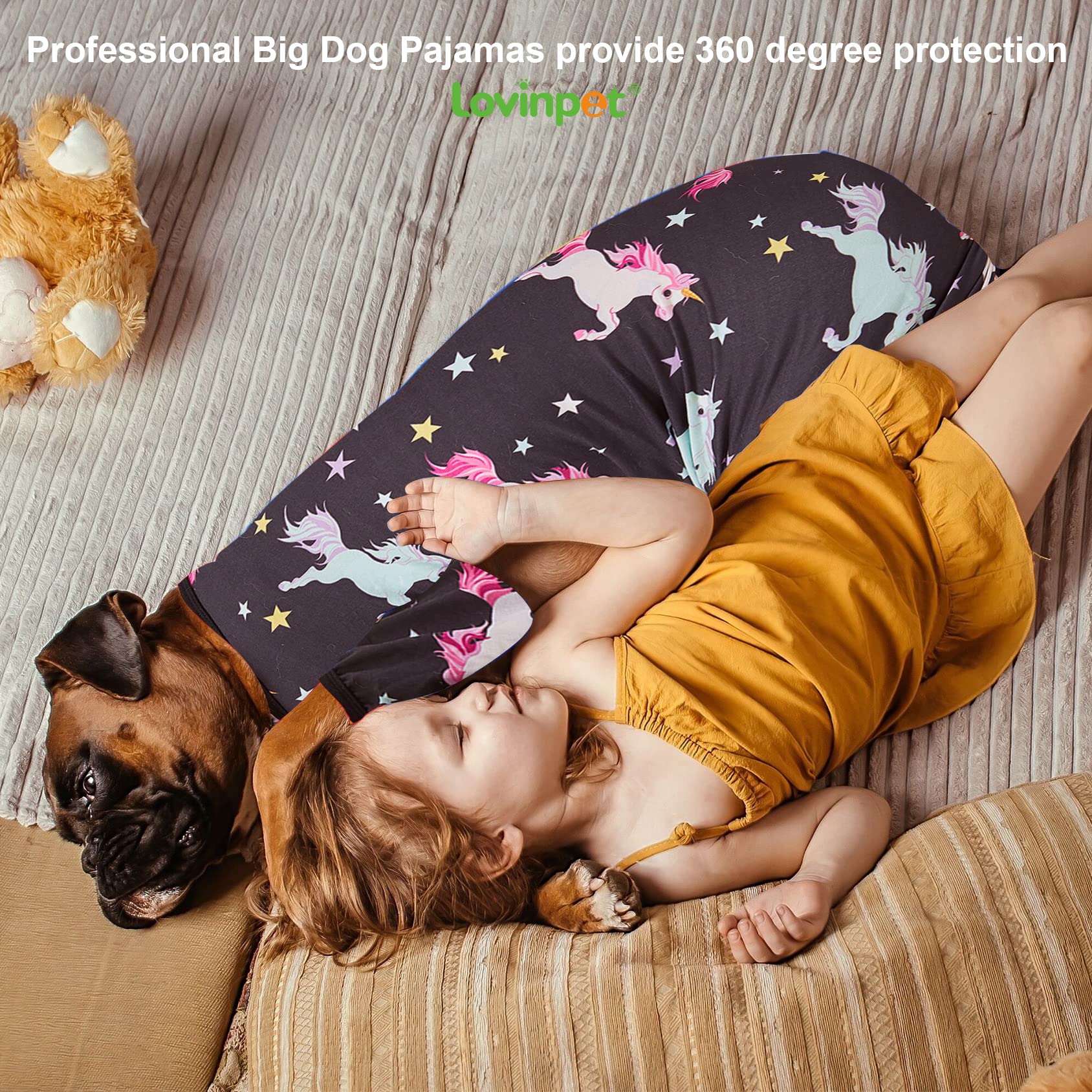 **LovinPet Post-Surgical Recovery Dog Pajamas for Large Dogs – Lightweight Pullover Full Coverage Dog Pjs with Wild Horses Galloping Print – Perfect for Post-Op Care, Anxiety Relief & Comfort at Home**