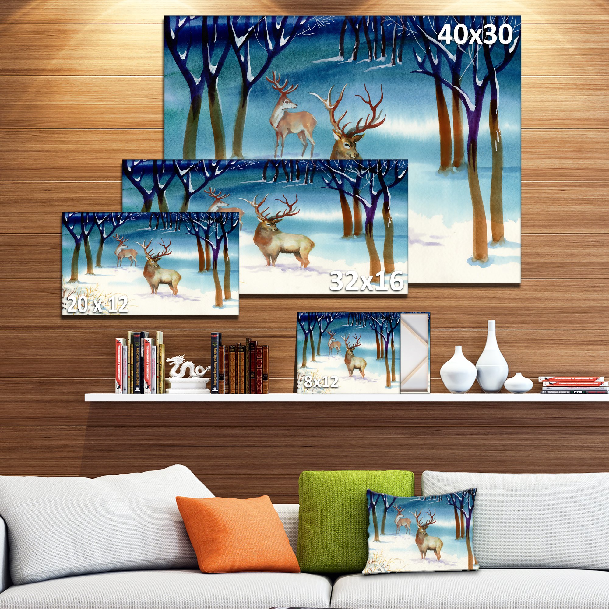 Stunning Winter Forest with Deer Landscape Canvas Wall Art Print - Perfect for Living Room, Bedroom & Office Decor