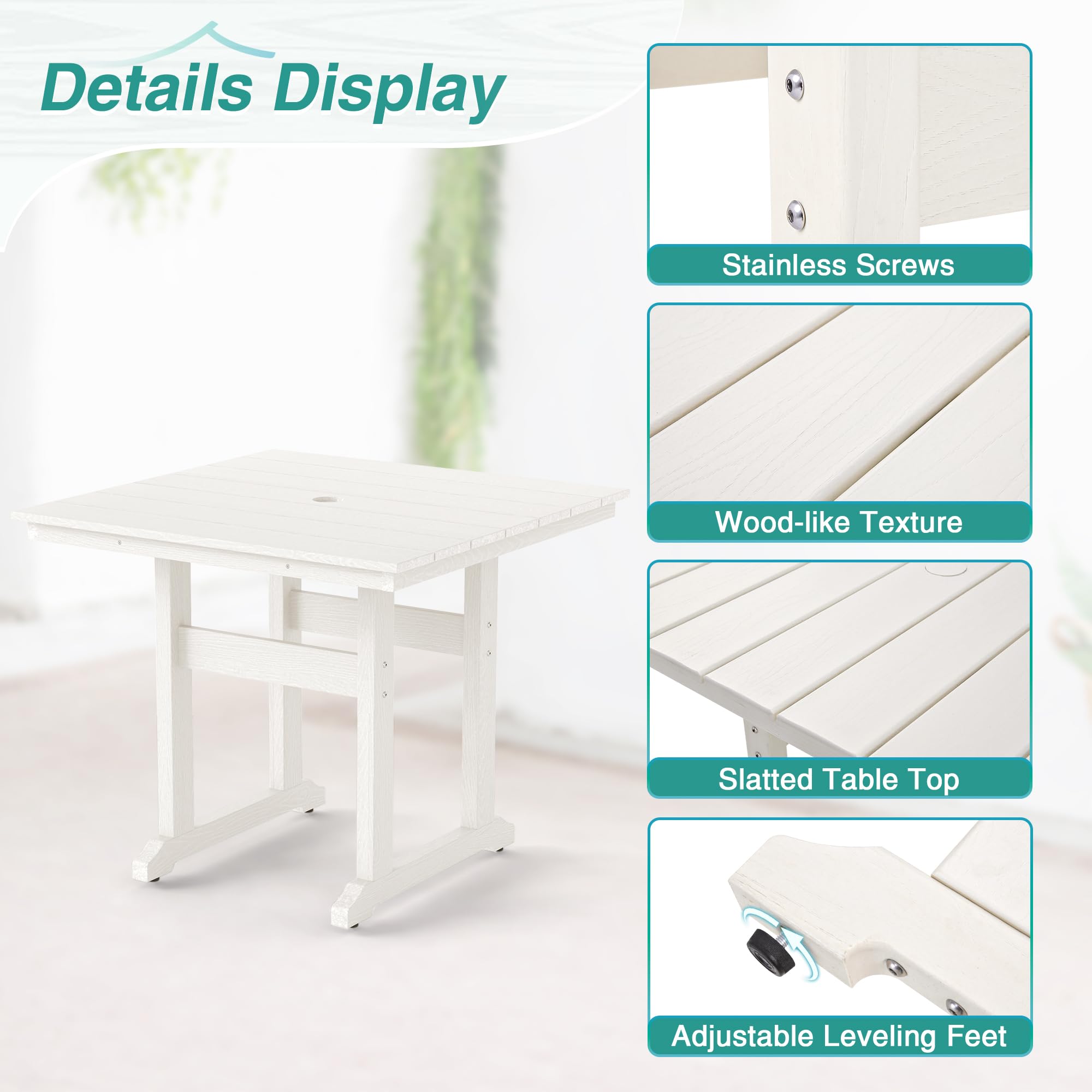 Square Outdoor Dining Table for 4 - 35