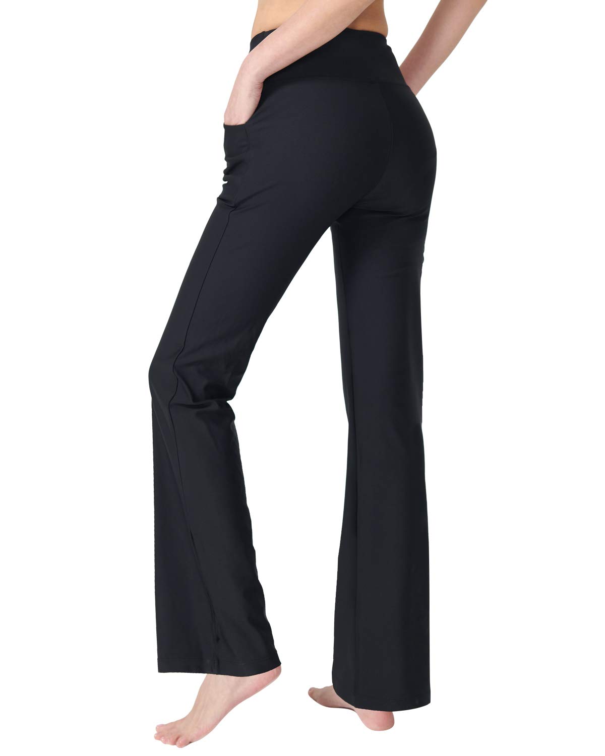 Zeronic Women's High Waisted Bootcut Yoga Pants with Pockets - Tummy Control Workout Running Pants for Yoga, Gym & Everyday Wear