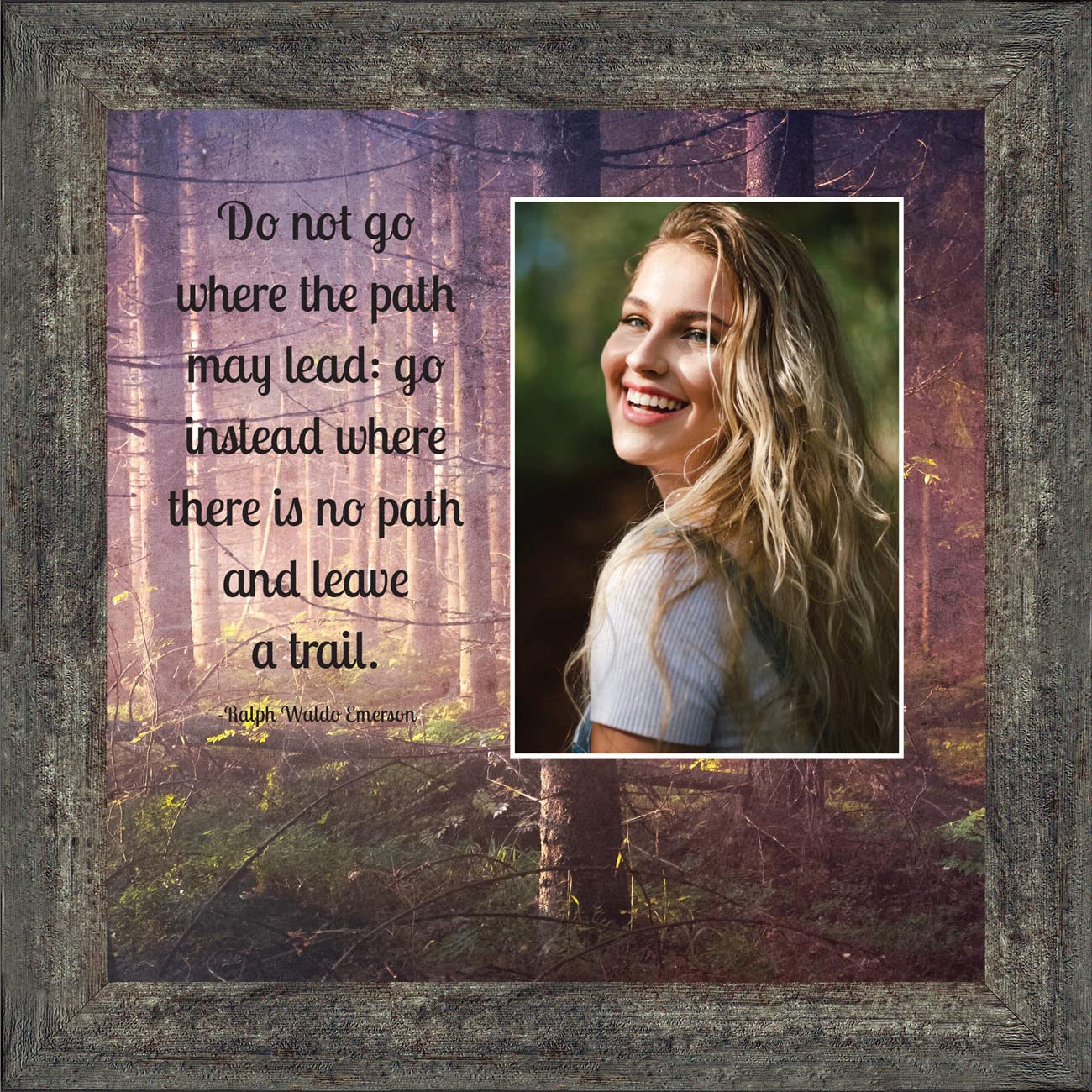 Motivational Wall Art Decor - Emerson's 'Do Not Go Where the Path May Lead' Framed Inspirational Quote - Perfect for Office, Home, or Classroom - Thoughtful Graduation Gift for High School & College Students (6456BW)