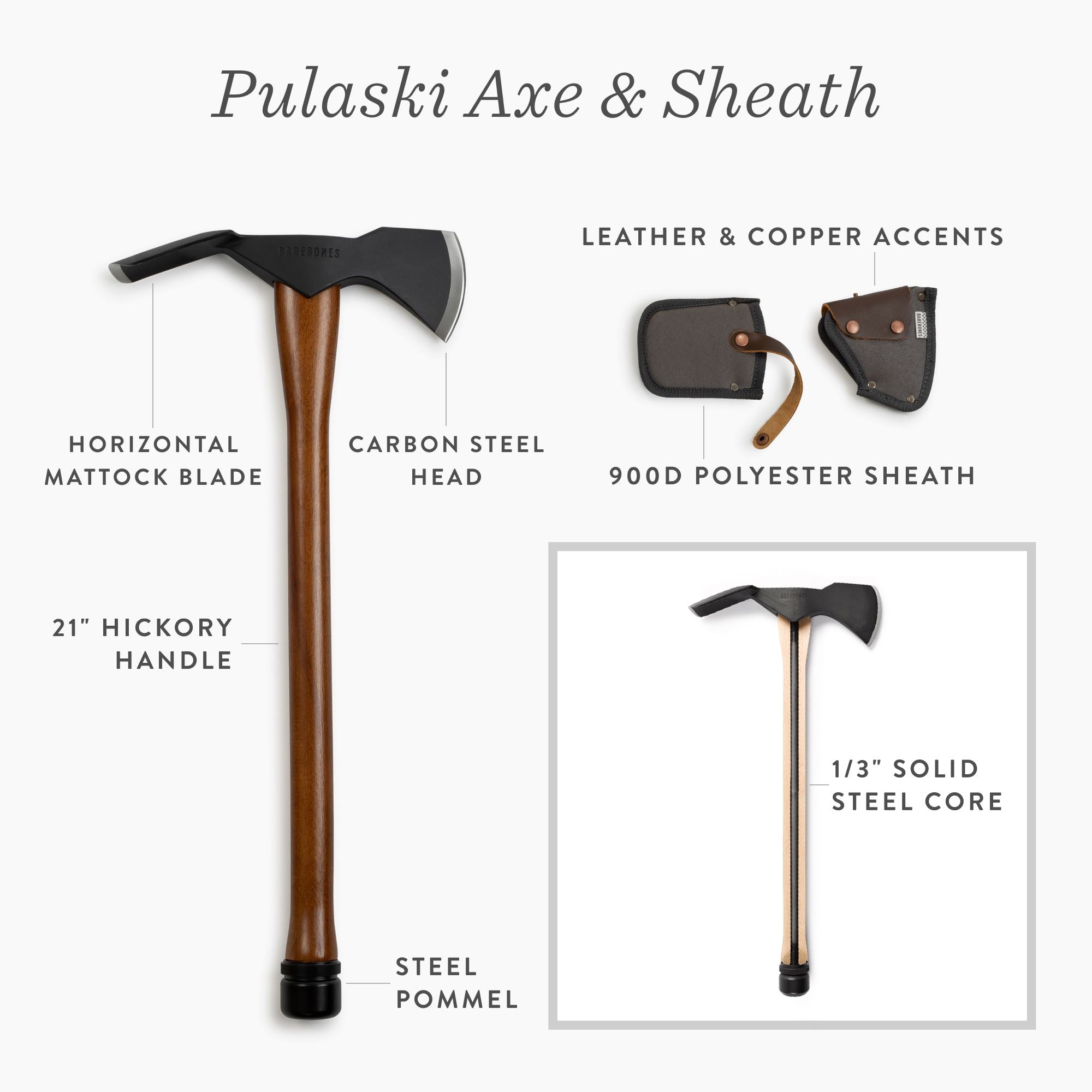 Premium Pulaski Axe - Heavy Duty Fire Axe for Camping, Hiking & Survival - Multi-Tool with Axe & Adze for Chopping, Digging & Clearing - Perfect for Outdoor Adventures & Emergency Preparedness
