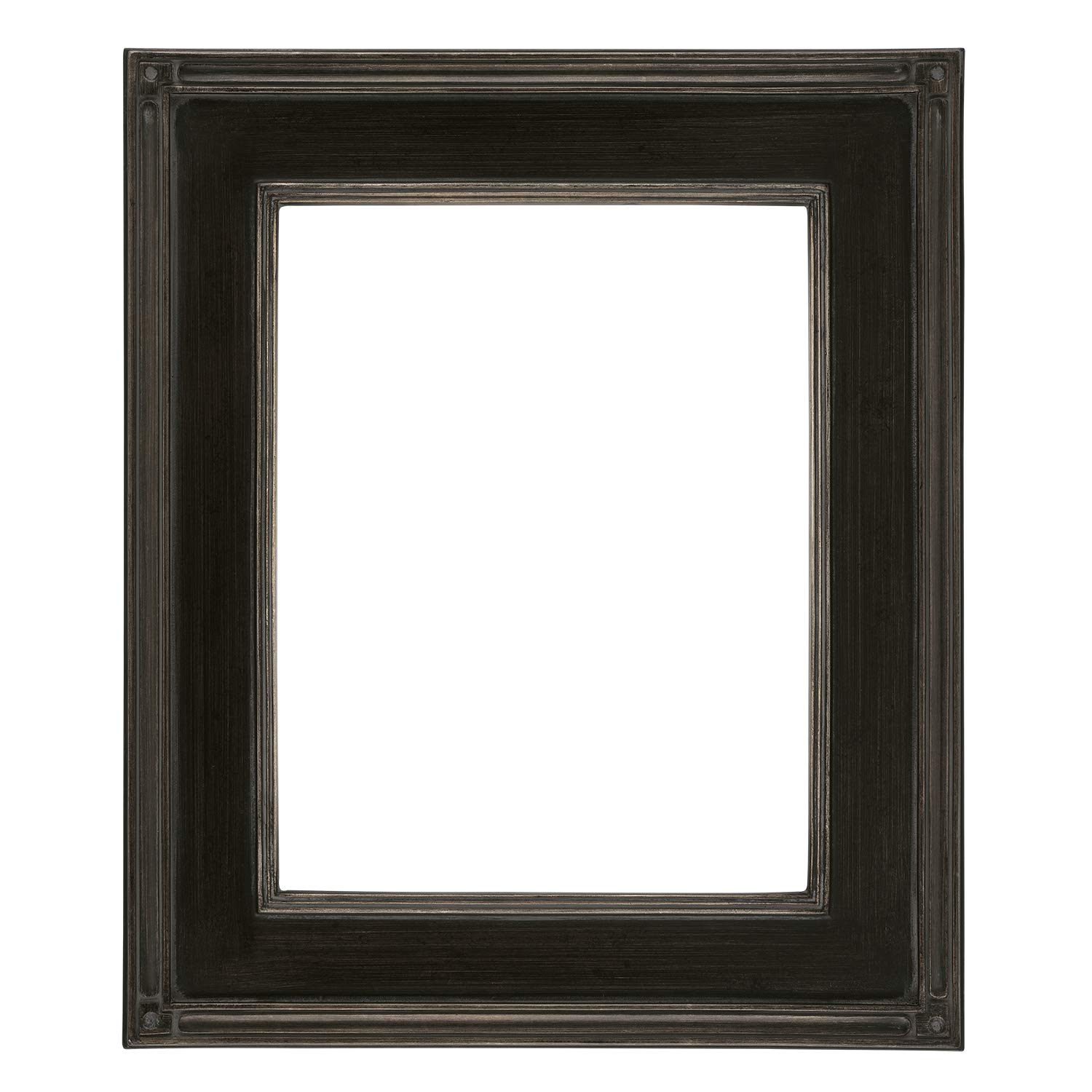 Creative Mark Plein Air Museum Collection De Stijl Open Back Art Frame - 11x14 Inch, 6 Pack (Black/Silver) - Hand-Leafed Wood Composition, Museum-Quality Closed-Corner Frame for Paintings, Photos & Artwork - Perfect for Home Decor, Gallery Displays & Artist Studios