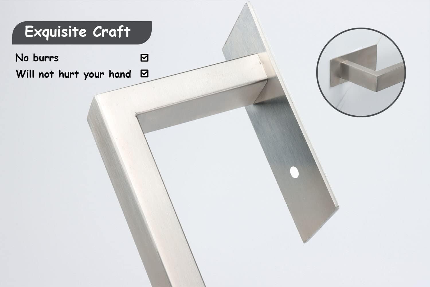 No Drill Self Adhesive Towel Bar - 24 Inch Brushed Stainless Steel Bathroom Towel Rack for Kitchen & Toilet - Easy Installation Sticky Towel Holder for Hand & Bath Towels - Perfect for Small Spaces & Rental Homes