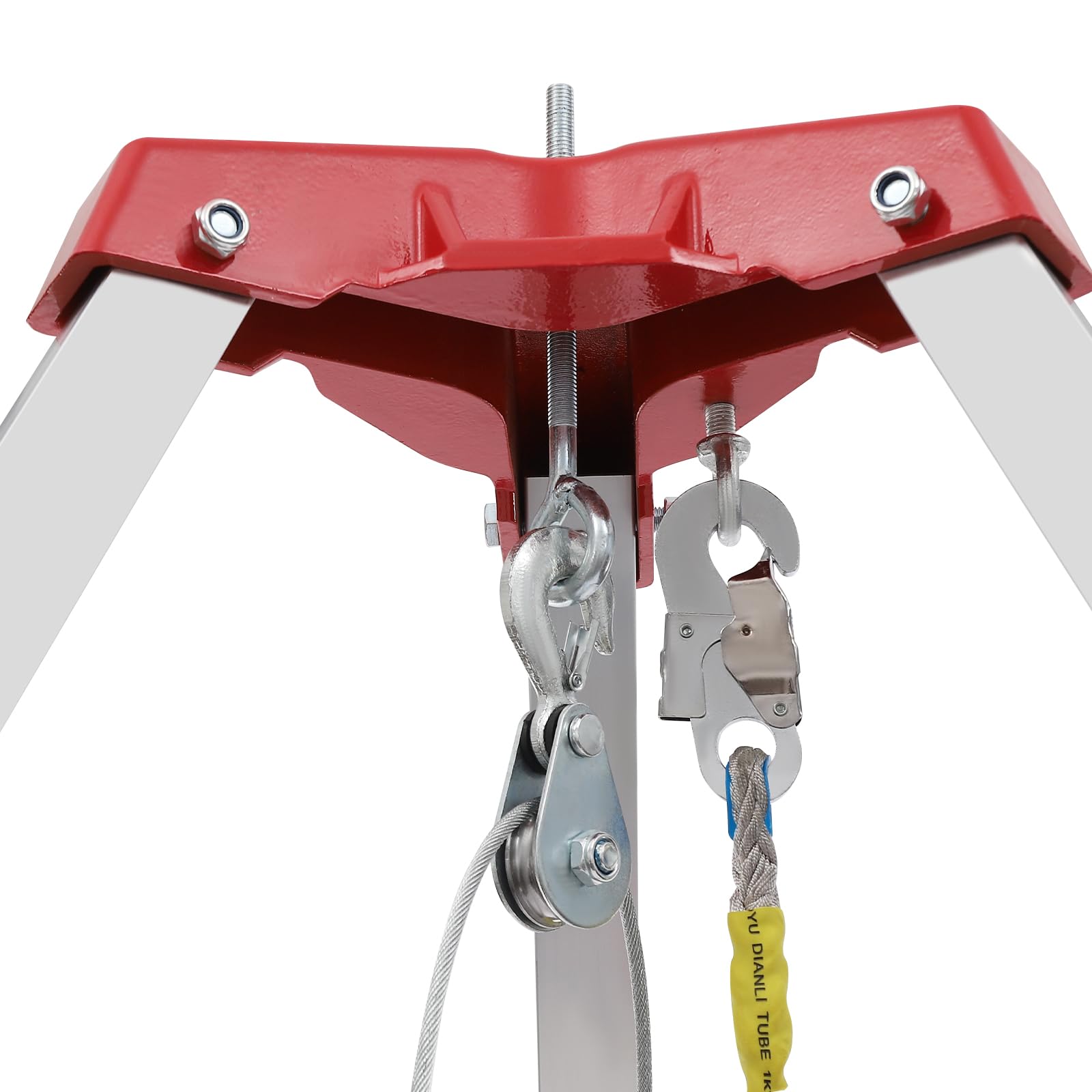 Heavy Duty Confined Space Tripod Kit - 2600LBS Winch with 8' Legs & 65.62' Cable | Fall Arrest System & Self-Locking Mechanism | Includes Storage Bags | Ideal for Confined Space Rescue, Construction Sites & Industrial Safety Operations