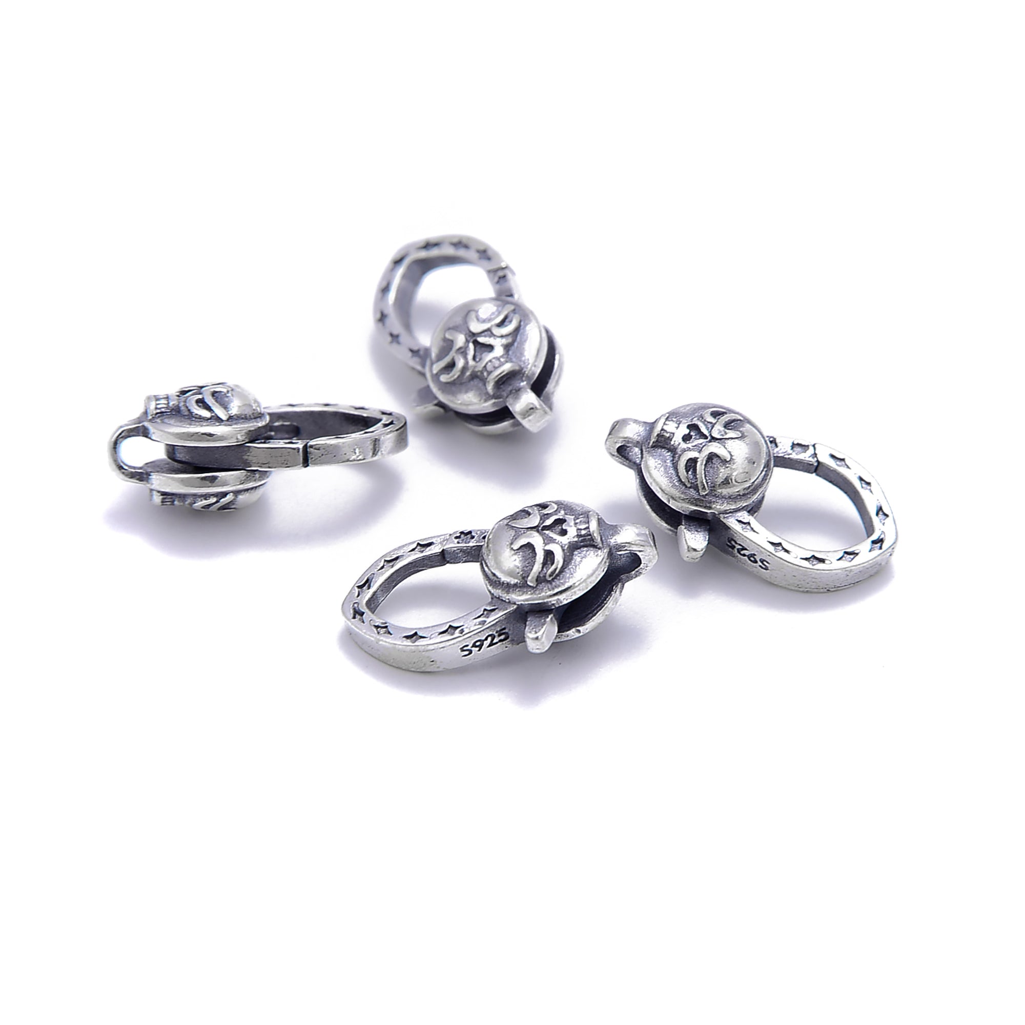 925 Sterling Silver Anti-Tarnish Skull Clasp - 8x16mm (2 Pcs/Bag) - Perfect for DIY Jewelry Making, Gothic Accessories & Punk Fashion