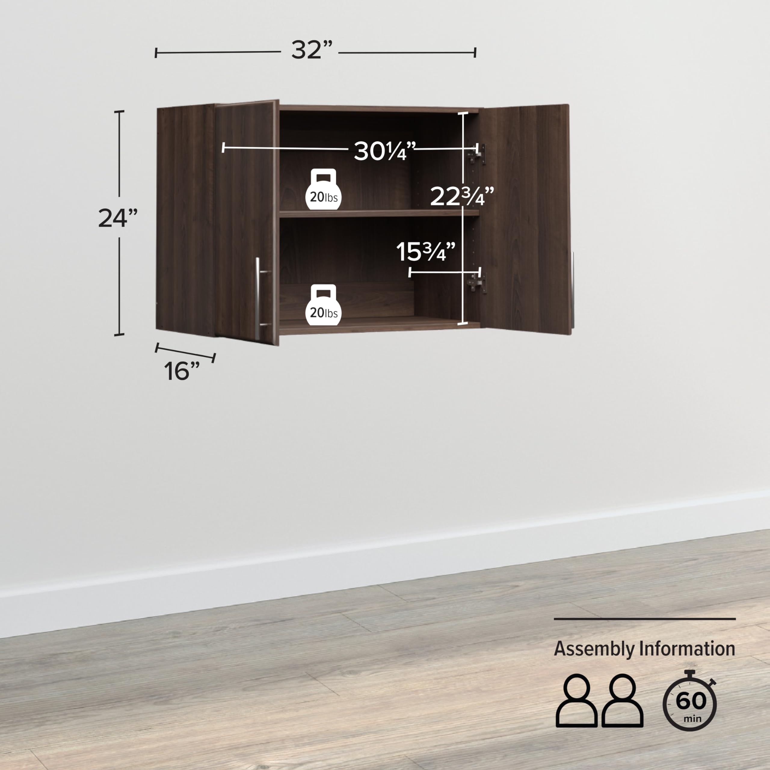 Prepac Elite Wall Mounted Garage Storage Cabinet - 16