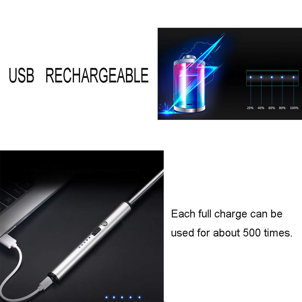 USB Rechargeable Arc Lighter for Candles, BBQ & Camping - Black