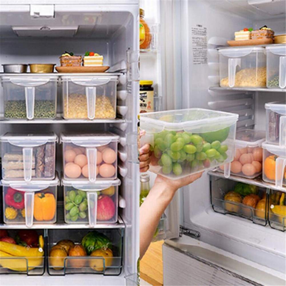 Clear Plastic Stackable Food Storage Container - Airtight Refrigerator Organizer for Fruits, Vegetables, Grains & Beans | Kitchen Fresh Food Keeper with Sealed Divider | Perfect for Meal Prep & Pantry Organization
