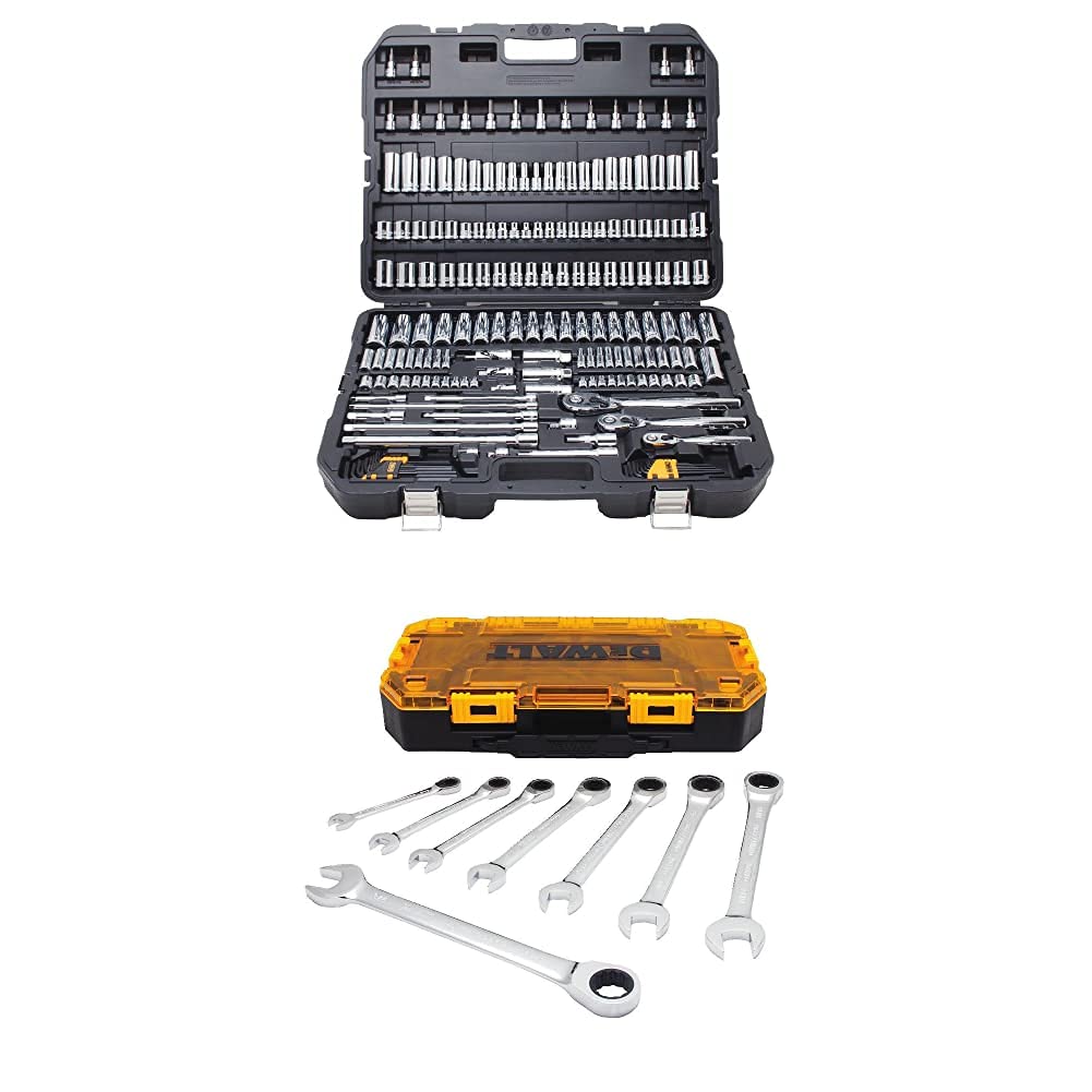 DEWALT 192-Piece Mechanics Tool Set with Ratcheting Wrench Kit - 8-Piece SAE Combination Wrenches (DWMT75049 & DWMT74733) for Automotive Repair, DIY Projects & Home Maintenance