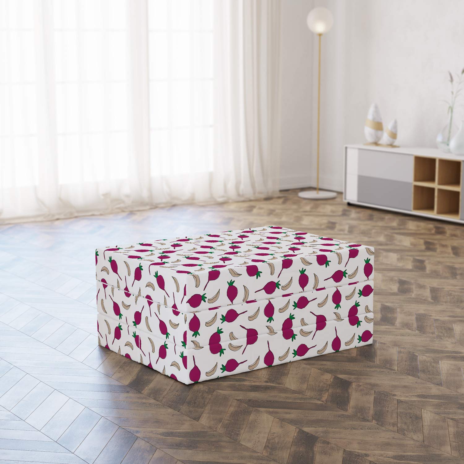 Ambesonne Foldable Mattress with Cartoon Vegetables Print - 74.8