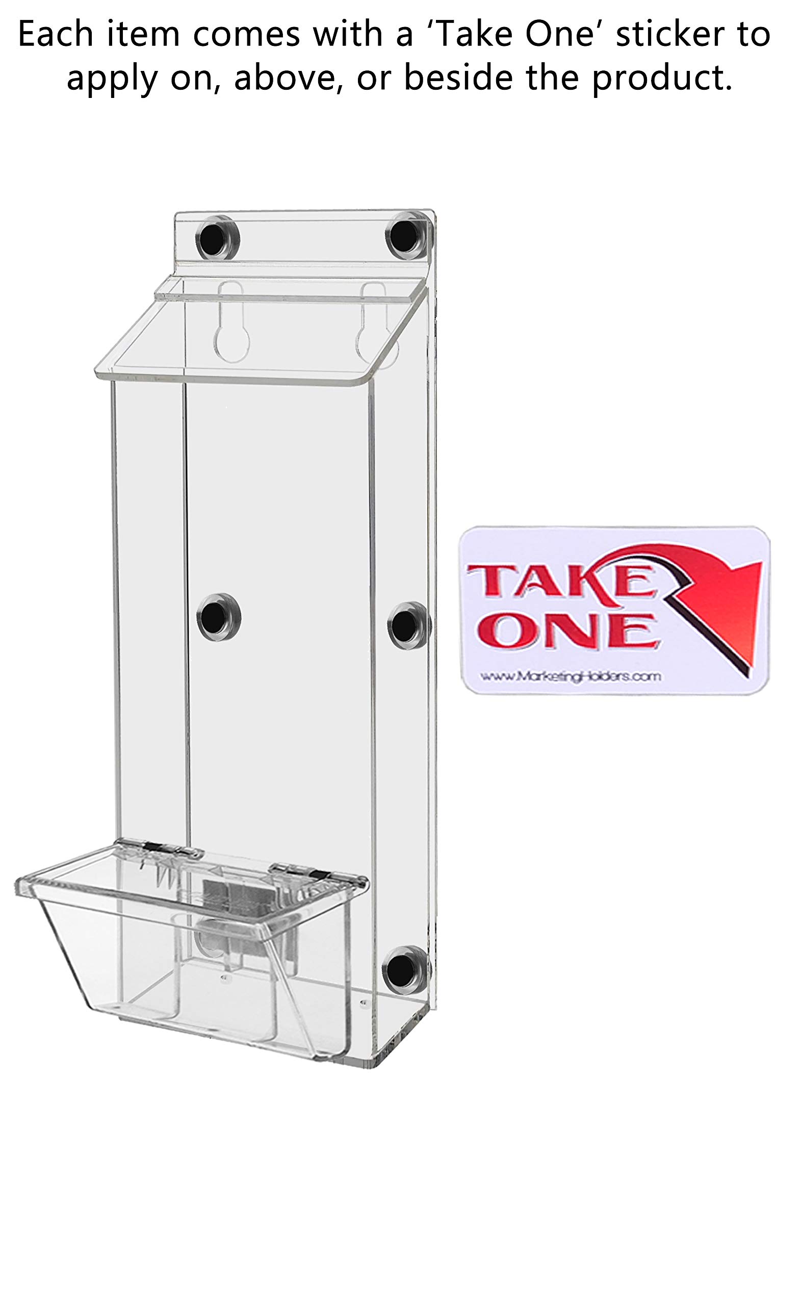 4 Pack Clear Acrylic Brochure Display Box with Lid - Metal Mount Outdoor Caddy for 4