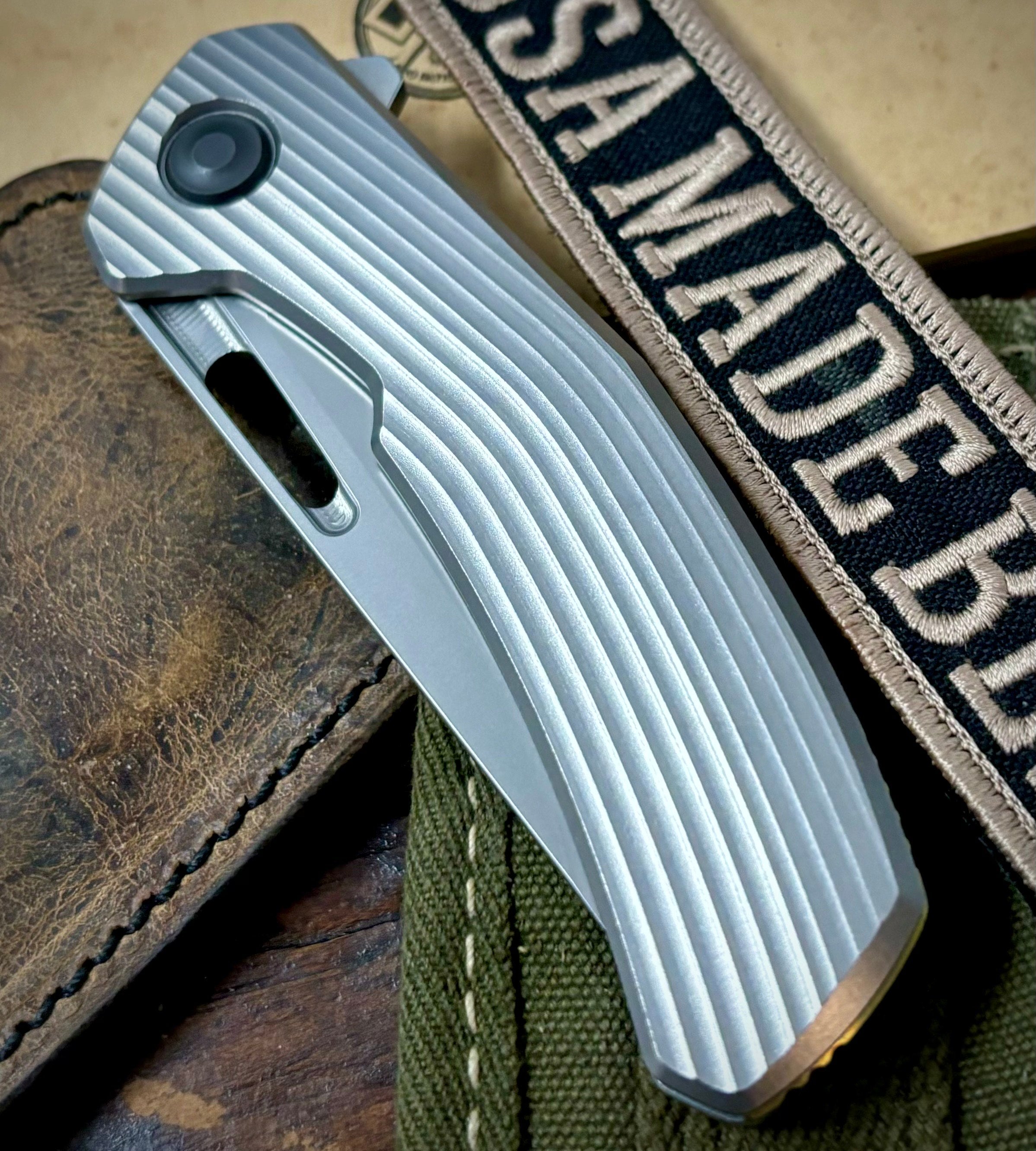Tactile Knife Co. Archer Folding Knife - MagnaCut Blade, Titanium Handles, Blue/Yellow Backspacer & Pocket Clip, Black Ti Hardware - EDC, Outdoor, Camping, Survival Gear