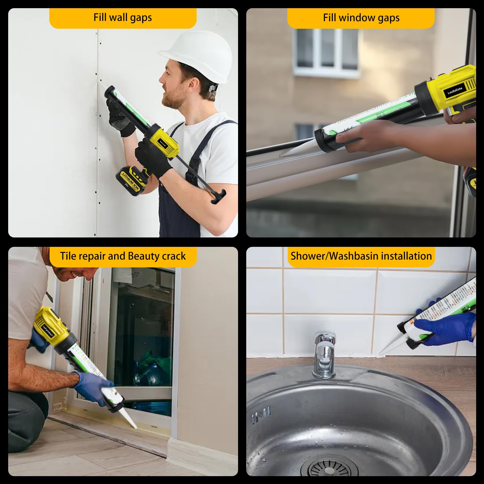 DEWALT 20V MAX Cordless Caulking Gun - 10oz/300ml Electric Silicone Sealant Gun with 4 Adjustable Speeds for Filling, Sealing & Repairs - Perfect for Home Improvement, Construction & DIY Projects