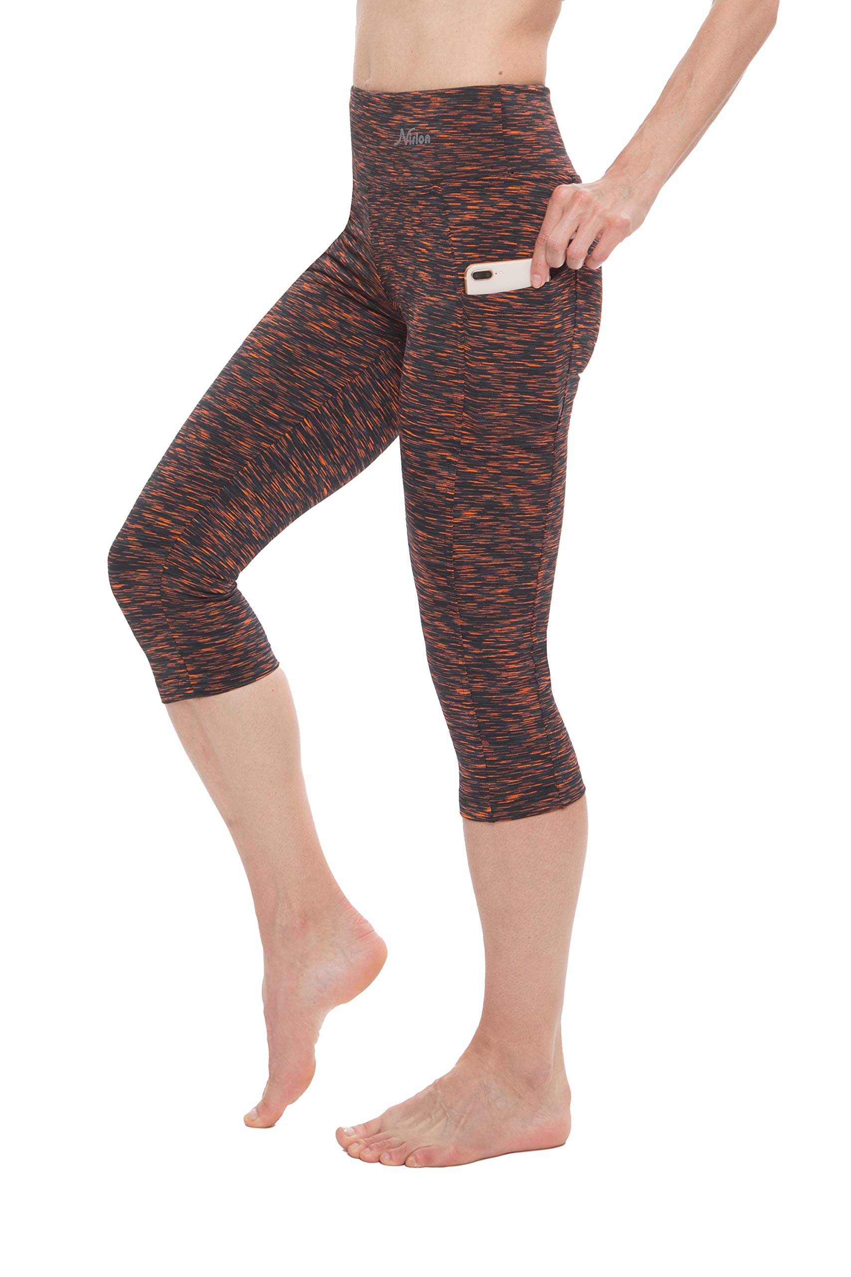 Breathable High Waisted Capri Leggings for Women with Pockets - Nirlon Yoga Pants for Workout, Running & Casual Wear