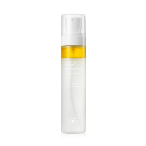 SCINIC Pure Calendula Calming Serum Mist 3.38 fl.oz (100ml) - Hydrating Facial Spray for Dry & Sensitive Skin | Korean Skincare with Micro Fine Particles | Perfect for Daily Use, Travel & Post-Workout Refreshment