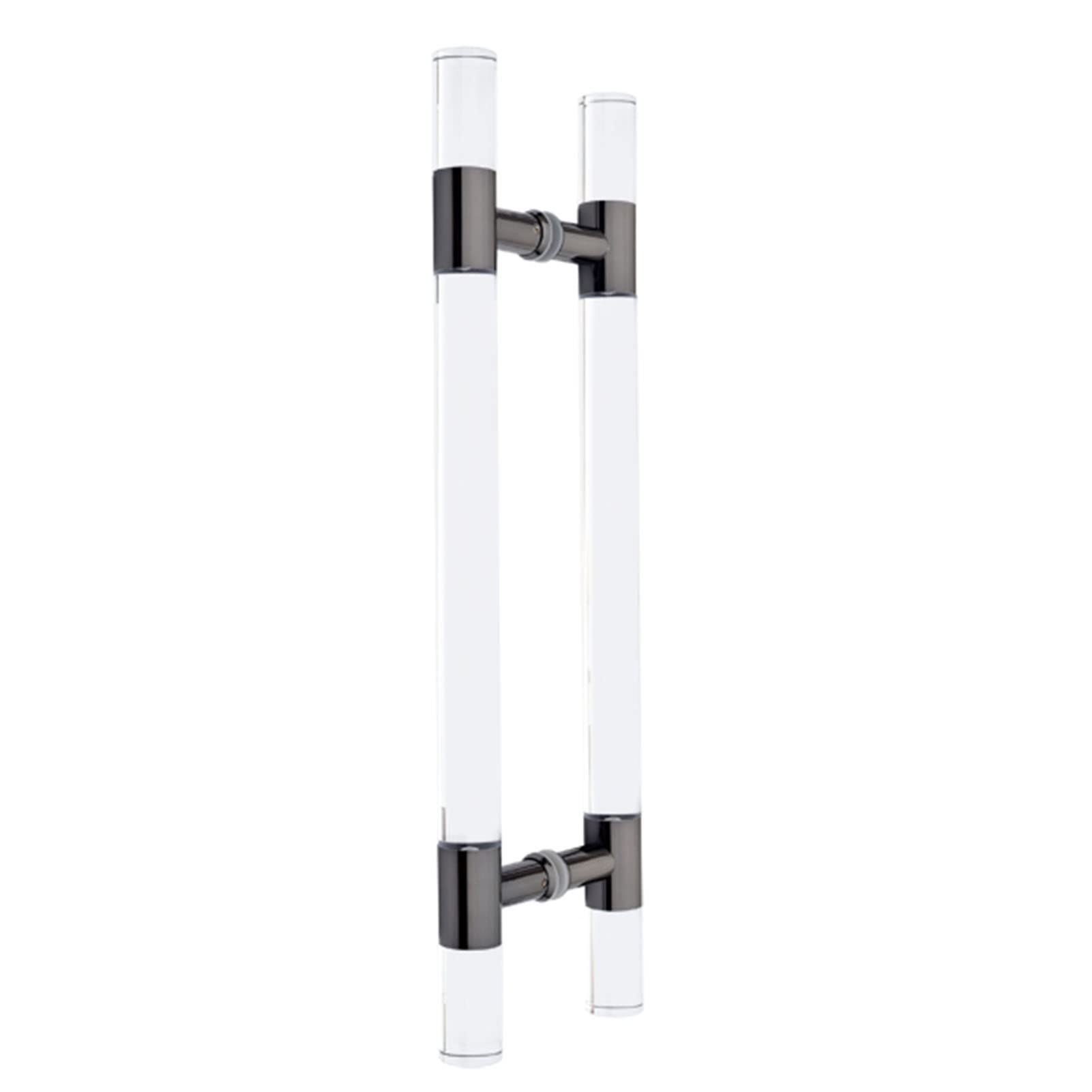 Modern Clear Acrylic Entry Door Handle - Crystal Dummy Bar Sliding Barn Door Handle - Internal/External Double Sided H-Shape Swing Door Handle with Hardware Kit (Black, 24 Inch) - Perfect for Farmhouse, Modern Homes & Office Doors