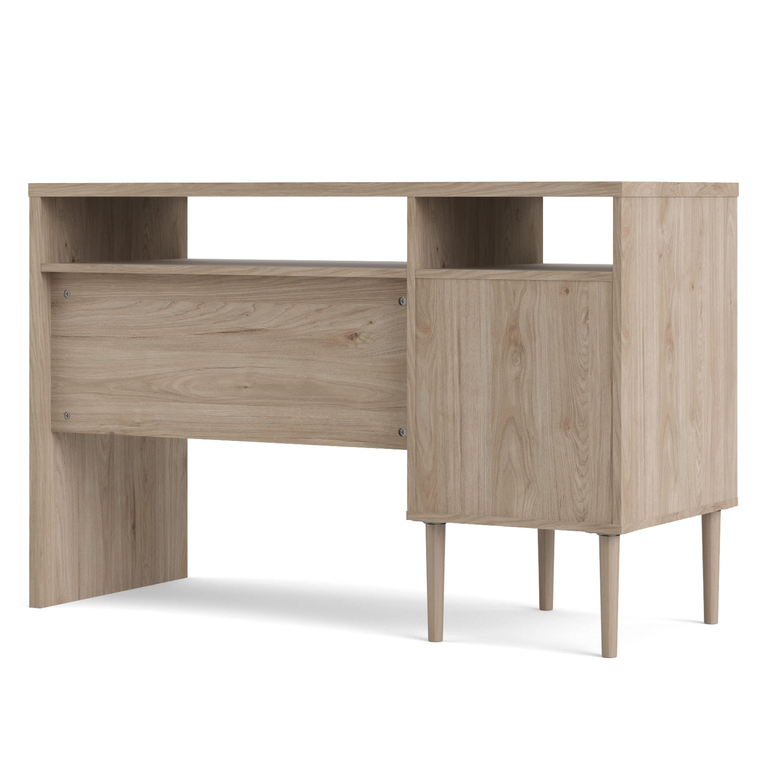 Tvilum Jackson 1-Door 2-Shelf Writing Desk in Hickory/White Matte Finish - Perfect for Home Office, Study Room, or Dormitory Workspace