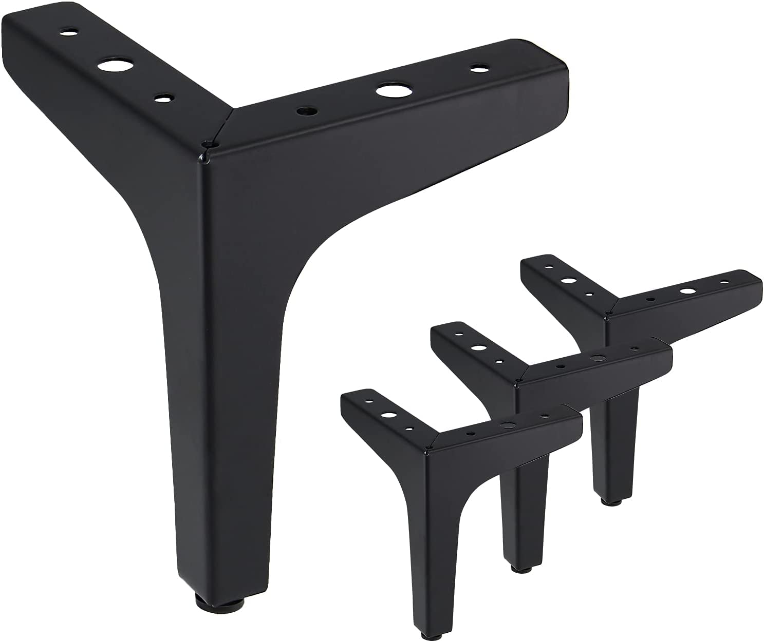4 Pack 5 Inch Modern Triangle Metal Furniture Legs - Matte Black Sofa Legs for Cabinet, Table, Cupboard & Couch - Perfect for Home Office & Living Room Furniture Upgrade