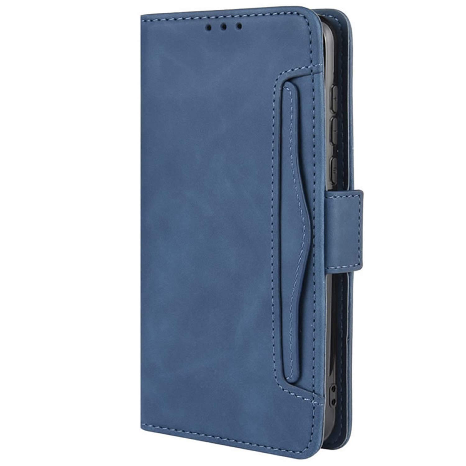 Motorola One Zoom Phone Case - Magnetic Shockproof Flip Leather Wallet Cover with Card Holder | Full Body Protection for Motorola Moto One Zoom | Perfect for Business, Travel & Daily Use (Blue)