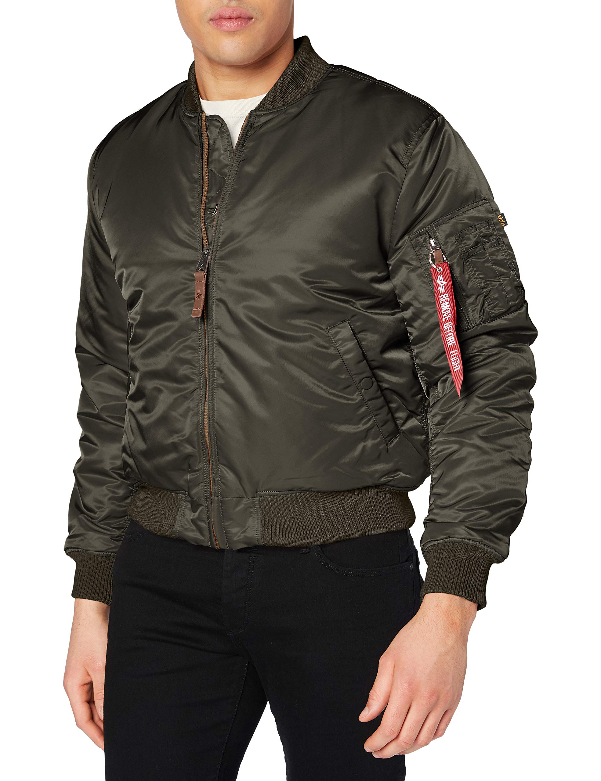 Alpha Industries Men's MA-1 Nylon Bomber Jacket - Classic Military Flight Jacket for Men | Stylish & Durable Outerwear for Casual Wear, Travel & Outdoor Adventures
