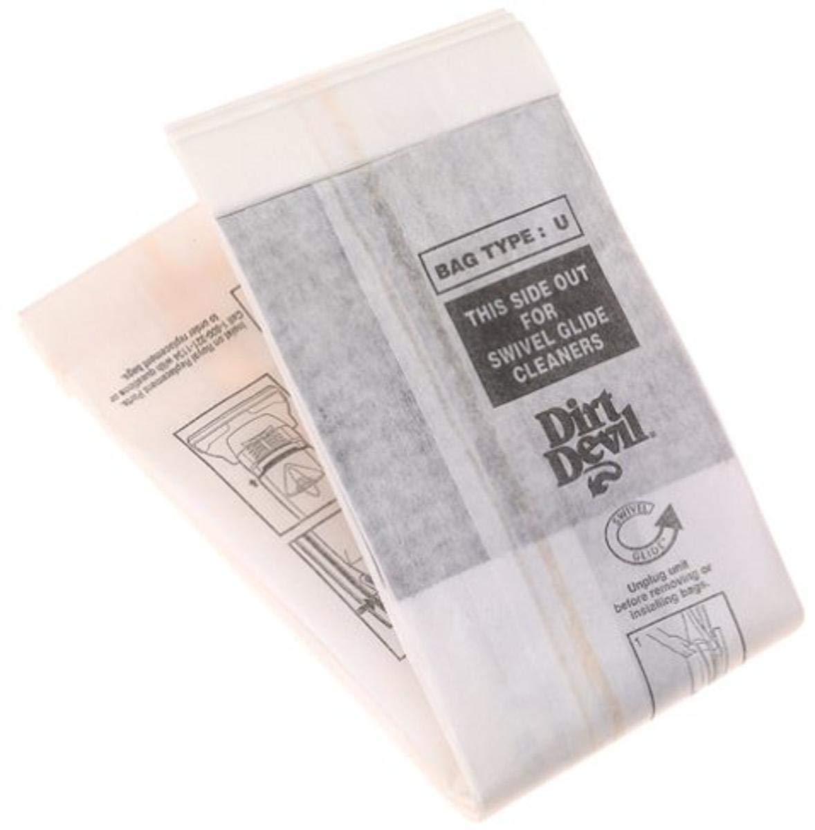 Dirt Devil Vacuum Cleaner Bags - 3 Pack Type U (Part #3920047001) for Ultra MVP, Magnum MVP & Swivel Glide Vacuums | Premium White Replacement Bags | Ideal for Home Cleaning, Pet Hair Removal & Allergen Reduction