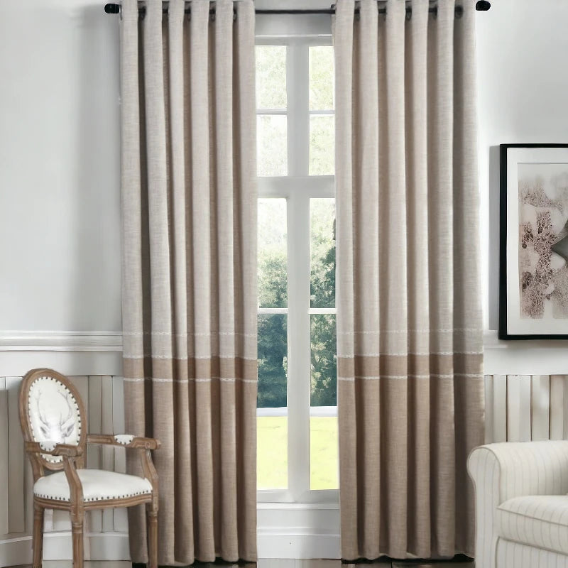 Ivanna Color Blocking Room Darkening Custom Curtains - Blackout Window Drapes for Bedroom & Living Room - Noise Reducing Thermal Insulated Curtain Panels for Home Decor