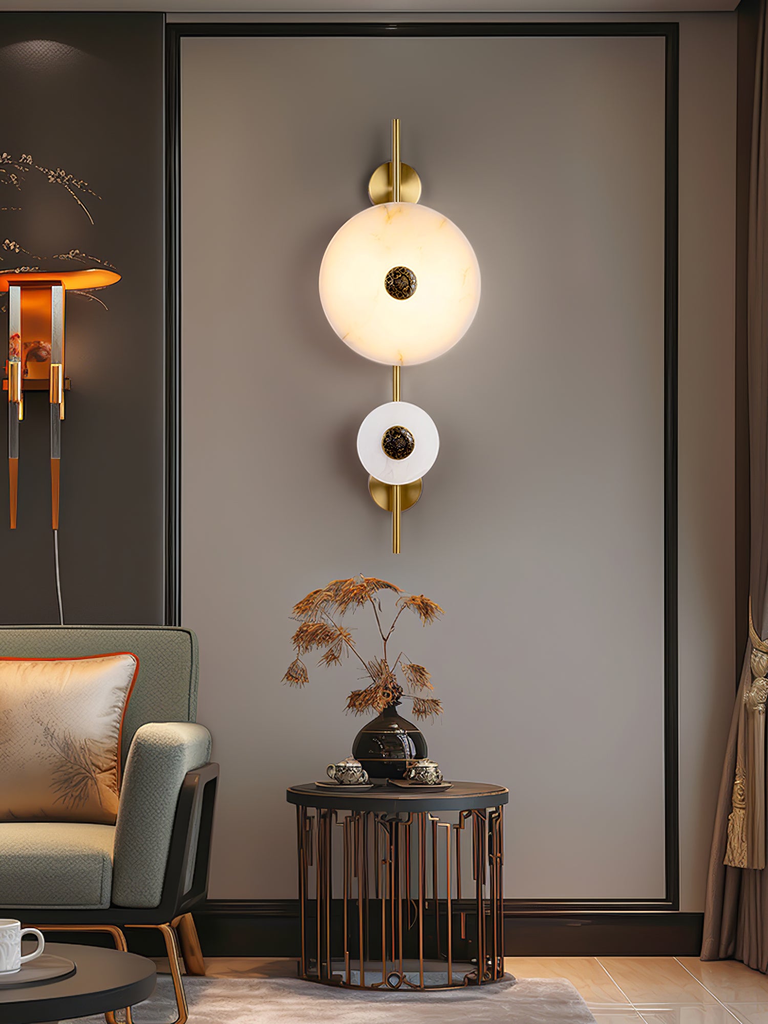 Alabaster Eclipse Wall Light - Modern Minimalist Sconce for Bedroom, Living Room & Hallway - Energy Efficient LED Wall Lamp for Home Decor