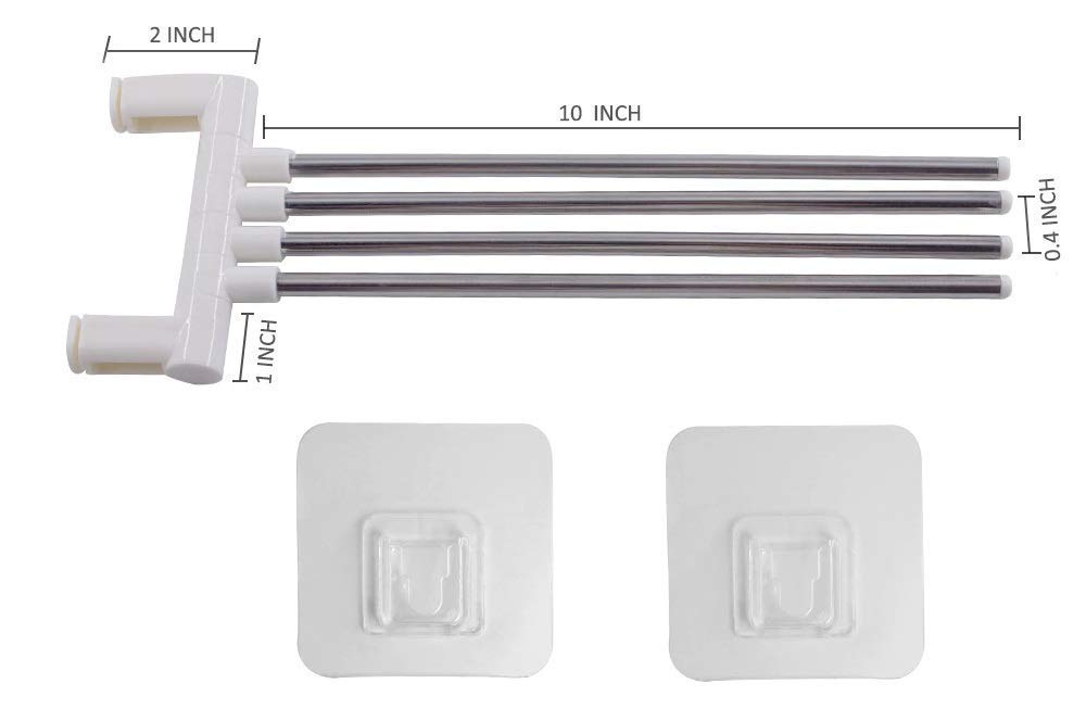 Platinum 4 Bar Stainless Steel Folding Towel Rack - Chrome Finish Bathroom & Kitchen Organizer - Space Saving Wall Mount or Freestanding Towel Holder for Bath, Spa, Laundry Room & Dorm
