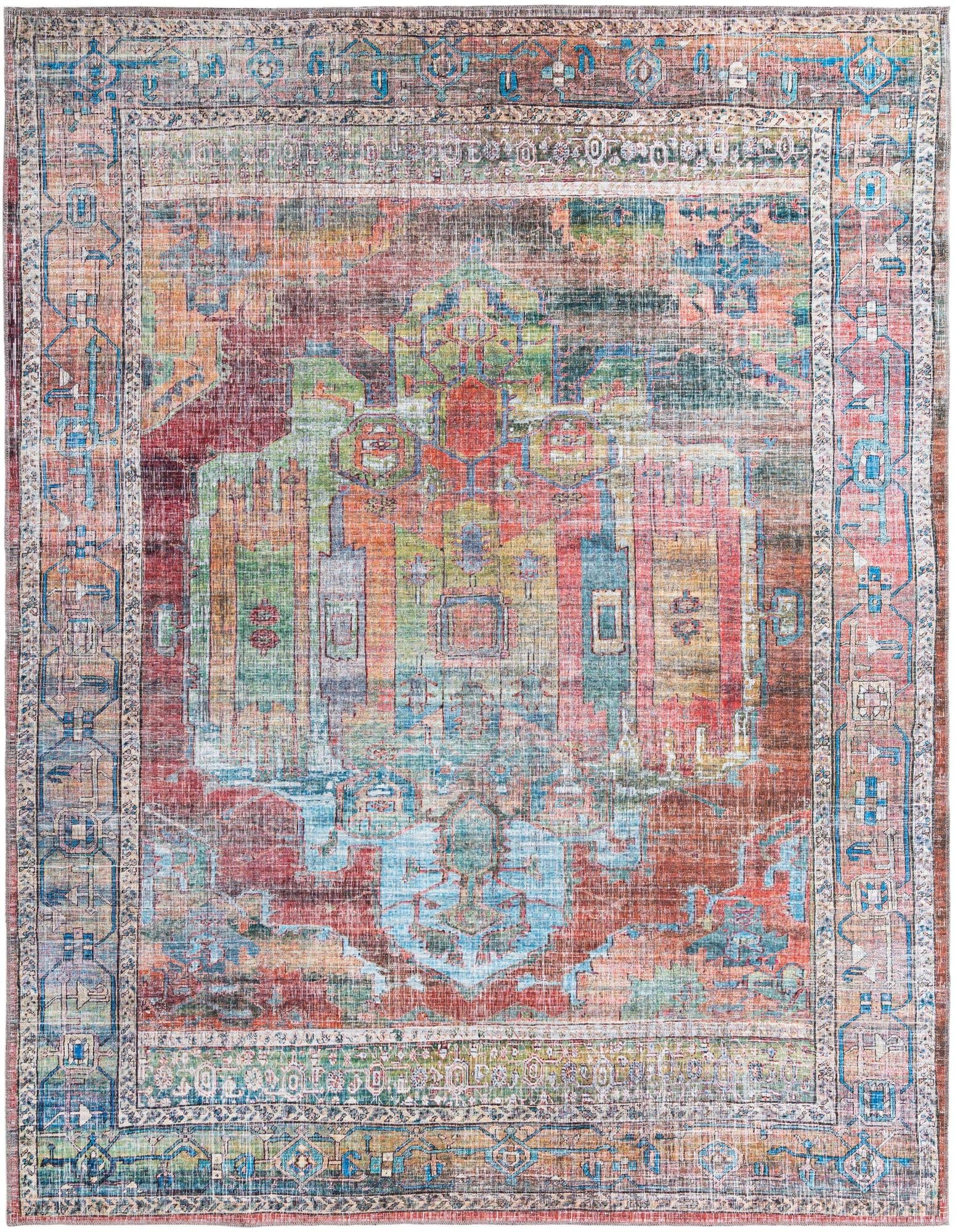 Washable Maahru Collection Rug 9' x 12' – Low-Pile Multi-Color Area Rug for Living Room & Dining Room | Durable & Easy Clean Floor Mat for Open Floor Plans & High Traffic Areas