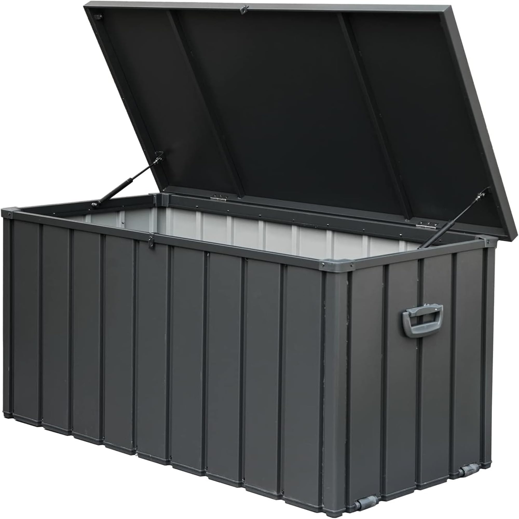 WIIS' IDEA 200 Gallon Outdoor Storage Deck Box - Waterproof Heavy Duty Lockable Deck Storage Container for Patio Furniture, Garden Tools & Pool Supplies - Black - Perfect for Backyard, Poolside & Garage Organization