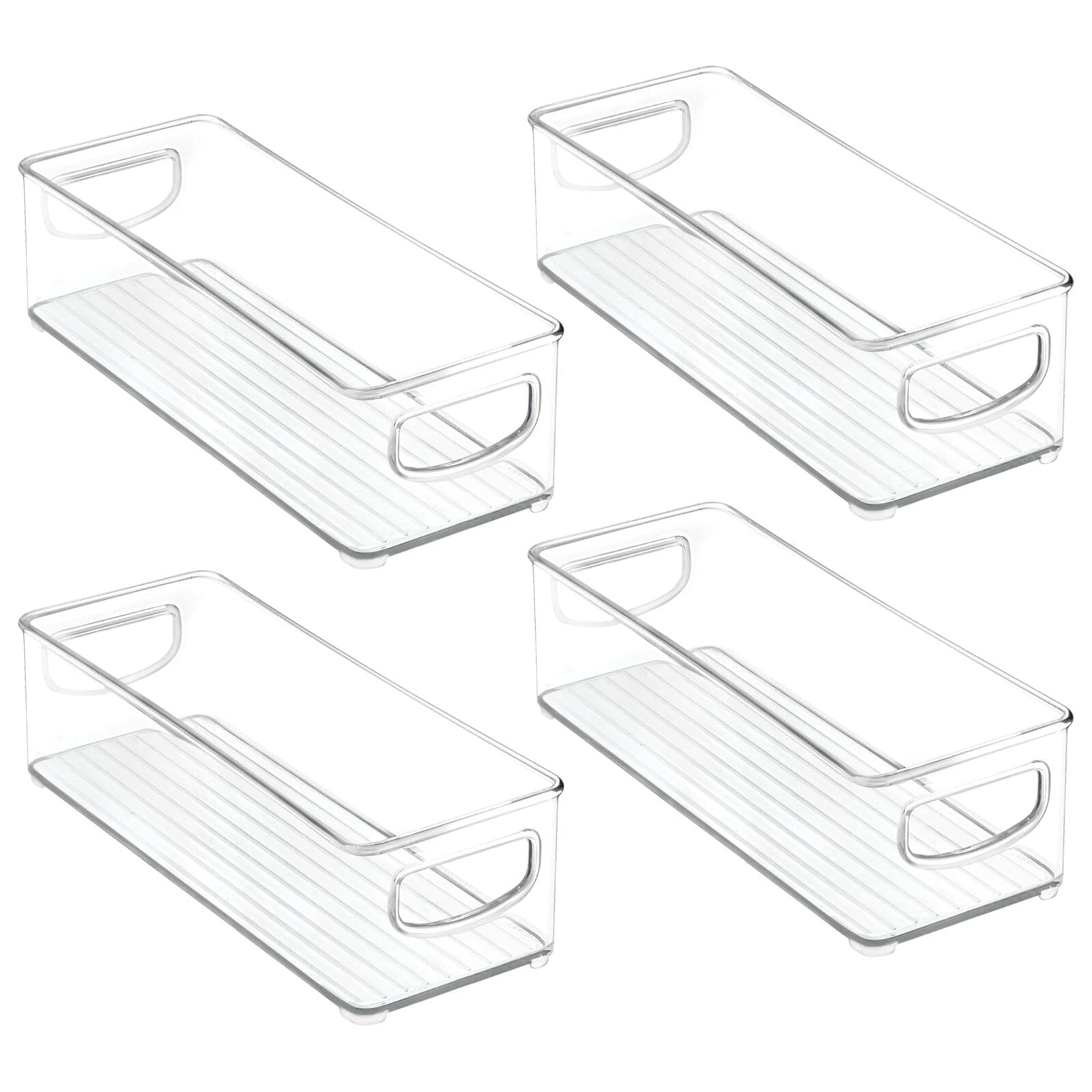 mDesign Small Plastic Bathroom Storage Bins with Handles - 4 Pack Clear Organizer for Hair Tools, Cosmetics & Accessories - Perfect for Closet, Cabinet, Vanity & Shelf Organization - Ideal for Bathroom, Bedroom & Travel Storage Solutions