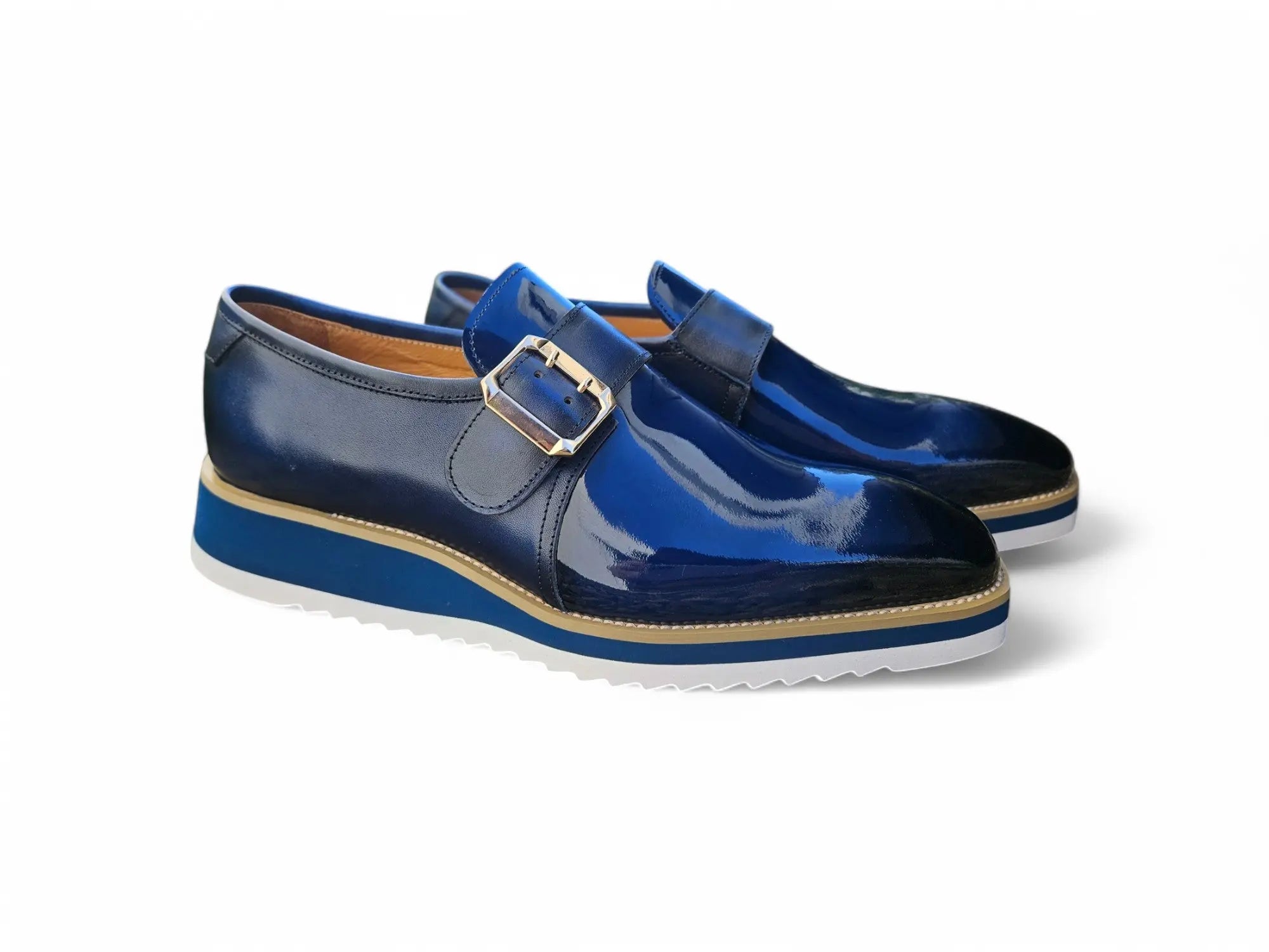 Stylish Patent Leather Monk Strap Slip-On Shoes for Men - Comfortable & Durable Dress Shoes for Business, Office, and Formal Occasions