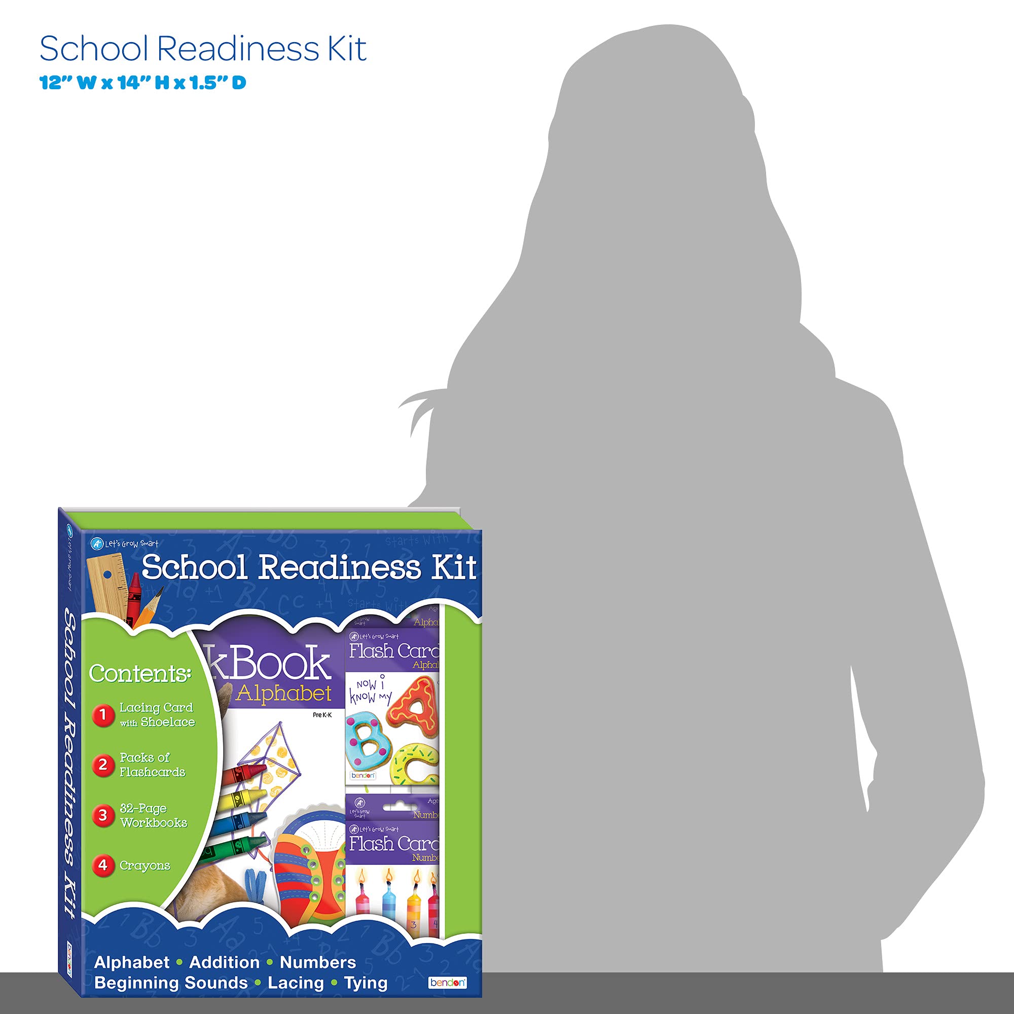 School Readiness Educational Box Set - 3 Early Learning Workbooks, Flash Cards, Crayons & More for Preschool & Kindergarten Prep | Perfect for Homeschooling, Classroom & Back to School Learning