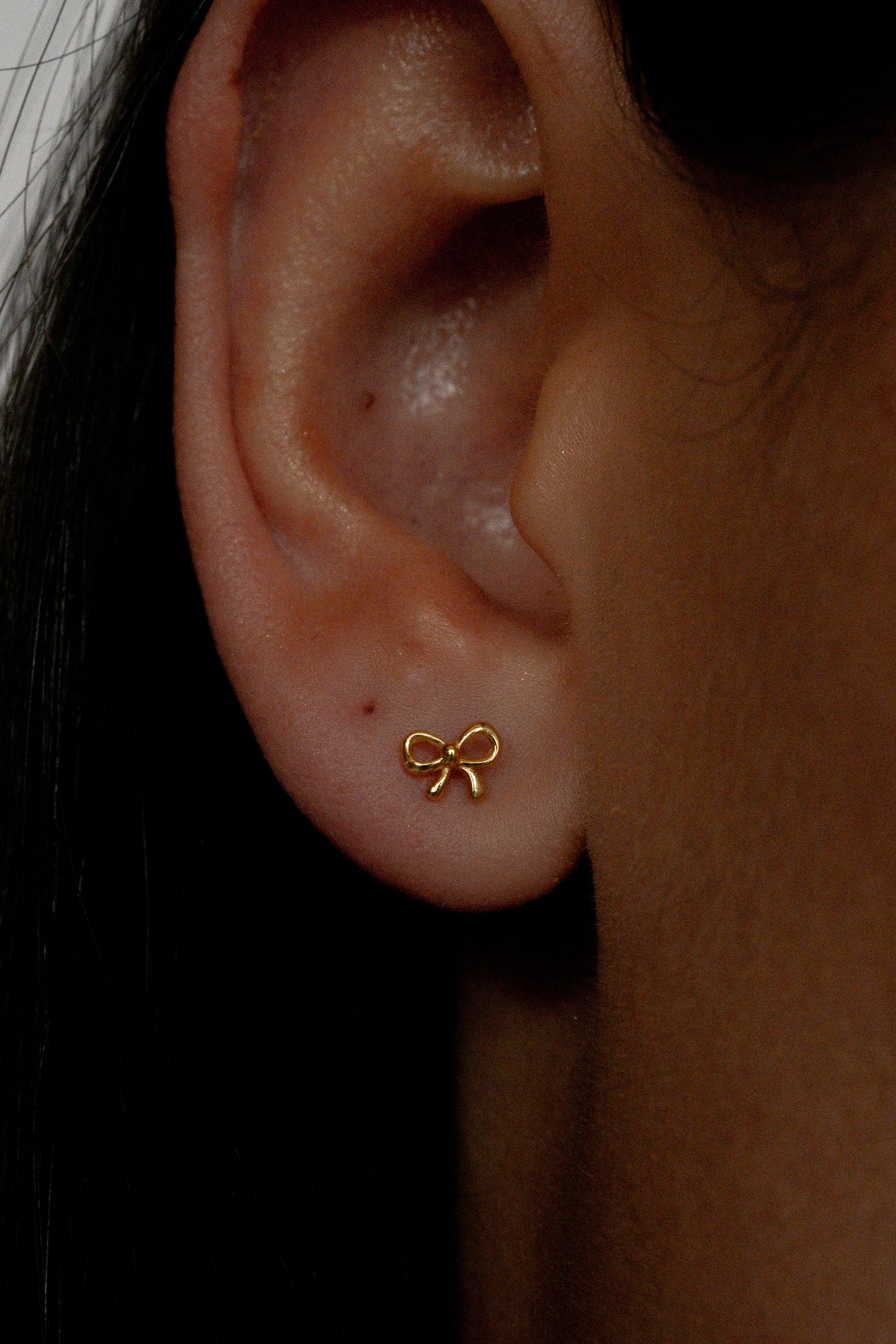 14K Solid Gold Mini Bow Piercing Stud - Dainty Cartilage, Helix, or Lobe Earrings for Everyday Wear & Special Occasions