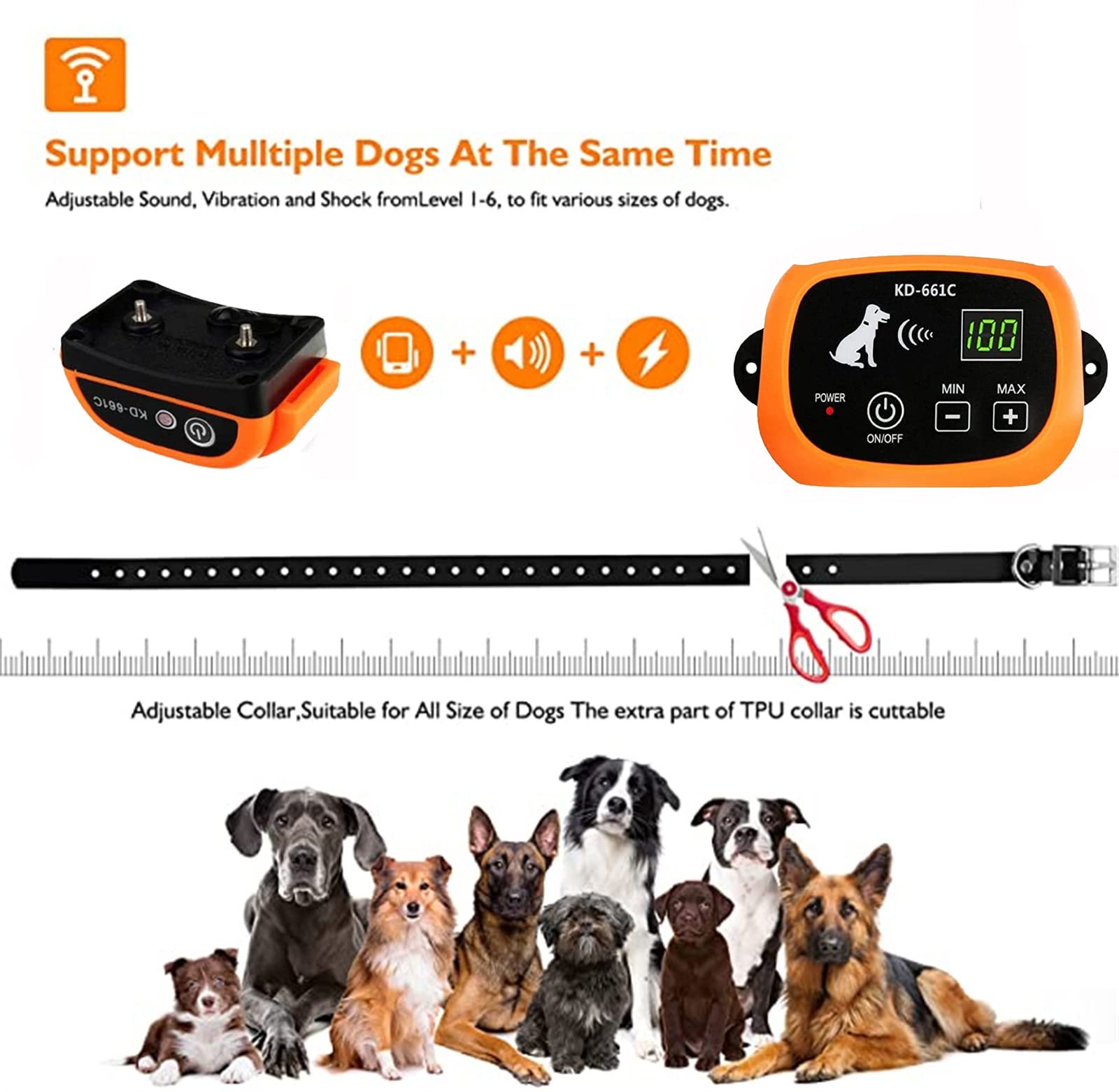 Wireless Dog Fence - Adjustable Electric Pet Containment System with Beep/Vibrate/Shock Training | Waterproof & Rechargeable Collar Receiver | Boundary Control for All Dog Sizes | Works for 2 Dogs | Perfect for Yard Safety & Off-Leash Training