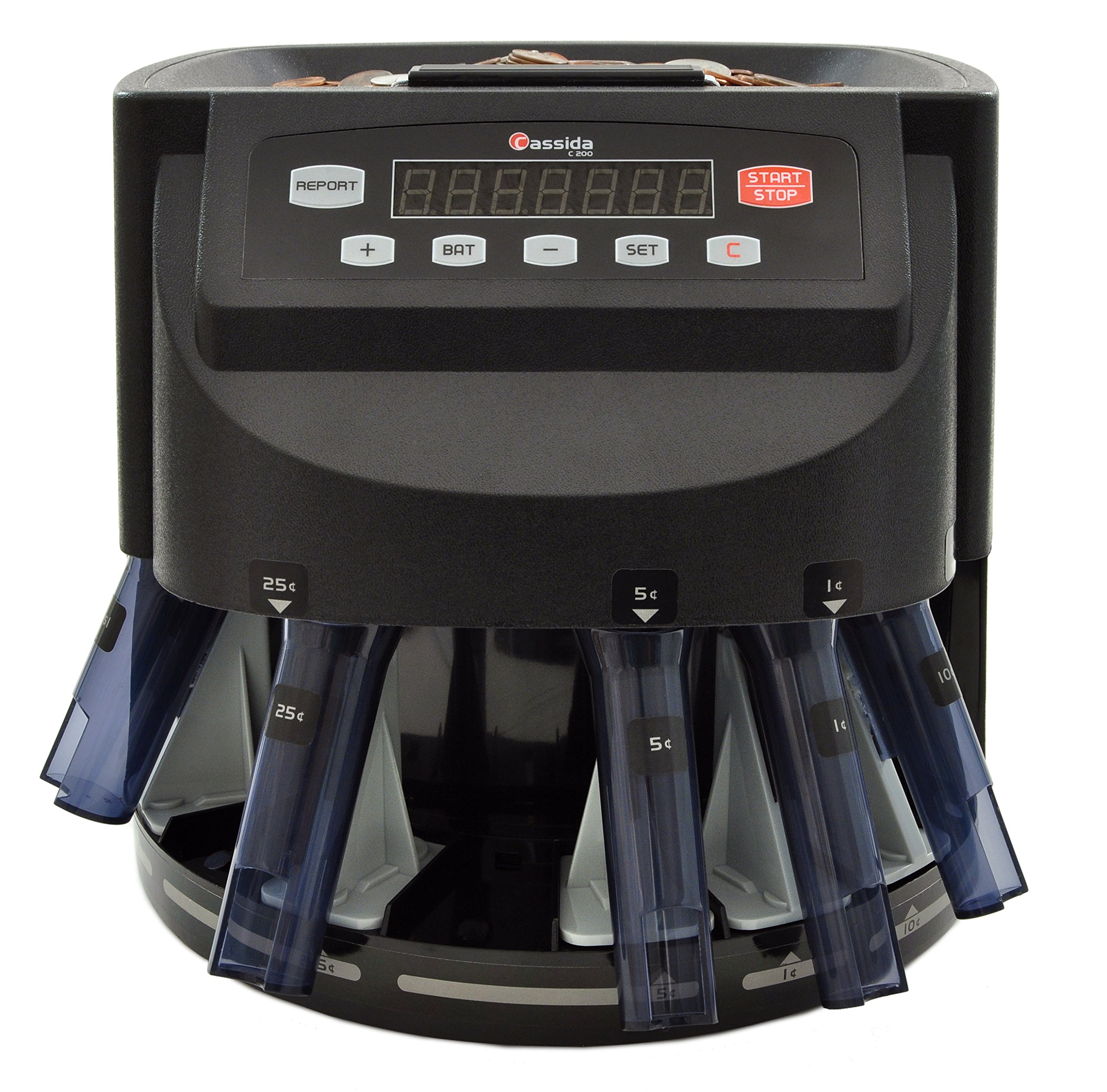 Cassida C200 Digital Coin Sorter and Counter Machine with Rolling Function - Perfect for Banks, Retail Stores, and Small Business Cash Management