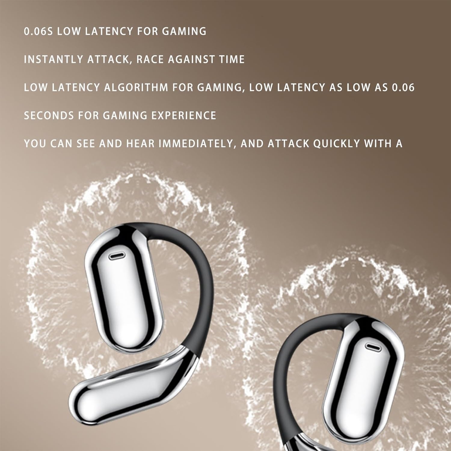 Jhbsou Xp2 Over-Ear Wireless Earbuds with LED Display - Bluetooth 5.4 Open-Ear Sport Headphones for Running, Gym Workouts & Cycling (Dark Gray) - Sweatproof Comfortable Earphones for Outdoor Activities & Office Use
