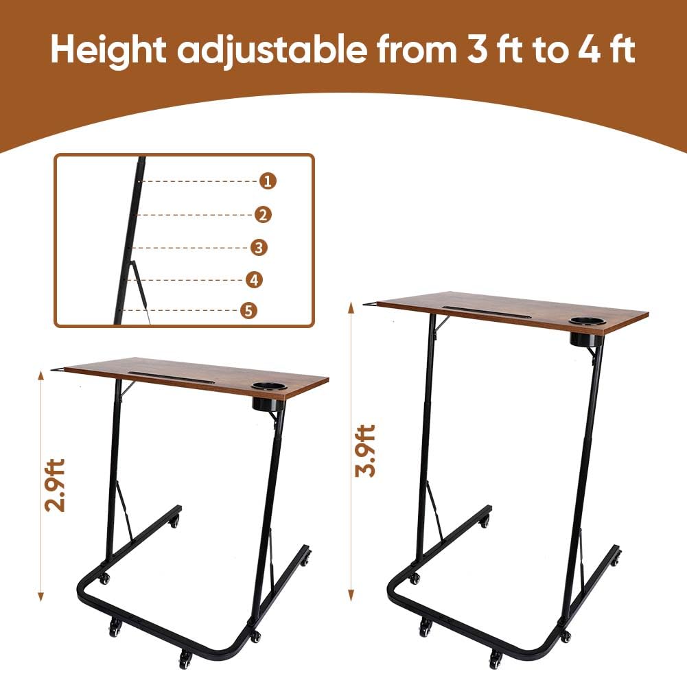 Adjustable Bike Trainer Fitness Desk - Portable Indoor Cycling Workstation with Lockable Wheels - Perfect for Home Gym, Office, and Treadmill Desk Workouts