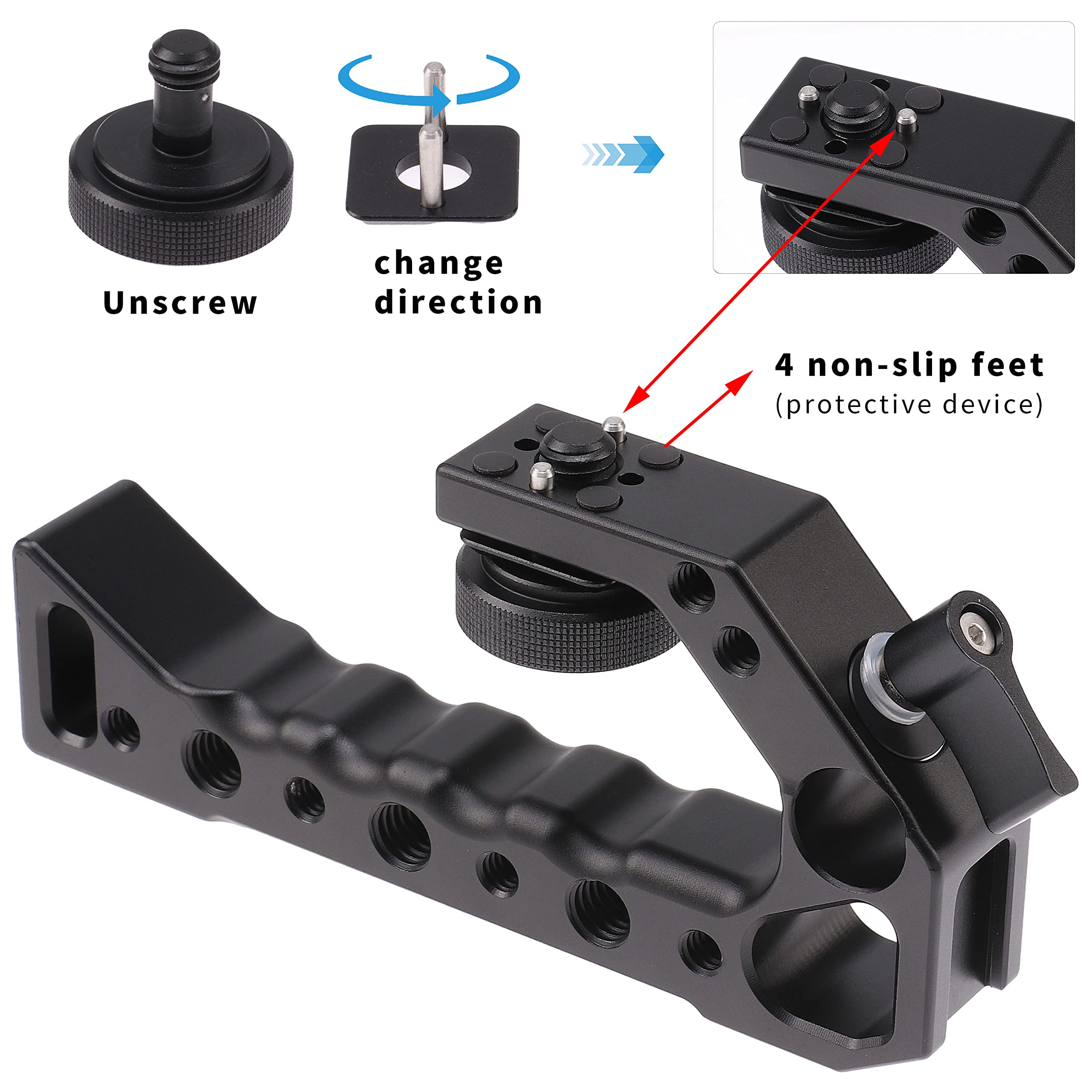 Foto4easy DSLR Camera Top Handle Grip with Cold Shoe Mount - Professional Video Cage Accessory for Sony, Canon, Nikon - Perfect for Vlogging, Filmmaking & Photography
