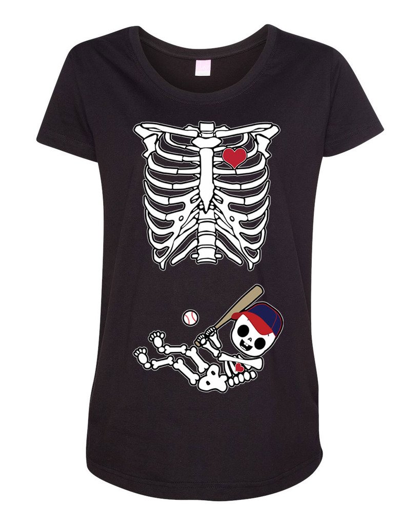 Baby Skeleton Baseball Maternity T-Shirt - Funny Pregnancy Graphic Tee for Moms-to-Be | Perfect for Halloween, Baby Showers & Pregnancy Announcements