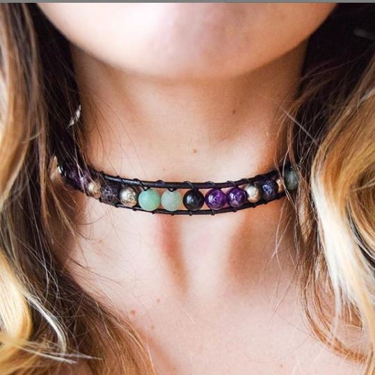 Amethyst Wrap Bracelet - Natural Crystal Healing Jewelry for Women, Adjustable Choker Style, Aromatherapy & Stress Relief - Perfect for Meditation, Yoga & Spiritual Gifts