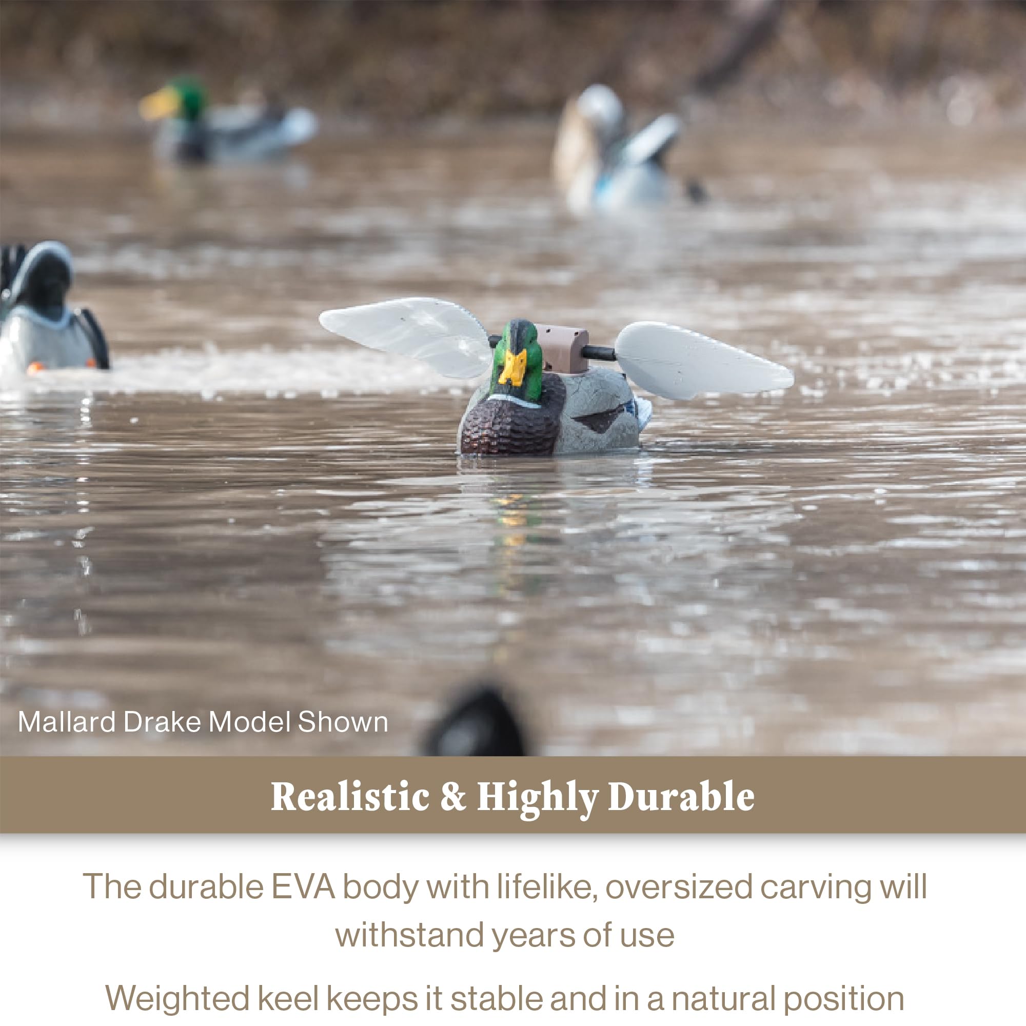 Lucky Duck Water Motion Duck Hunting Decoys - Realistic HD Floater Decoys for Waterfowl Hunting | Perfect for Ponds, Lakes & Marsh Hunting