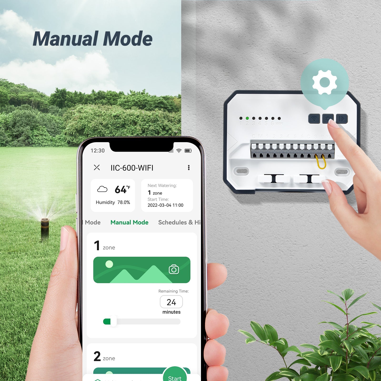 6 Zone Smart Sprinkler Controller with WiFi - IIc 600 Outdoor Irrigation System for Lawn & Garden Watering Automation