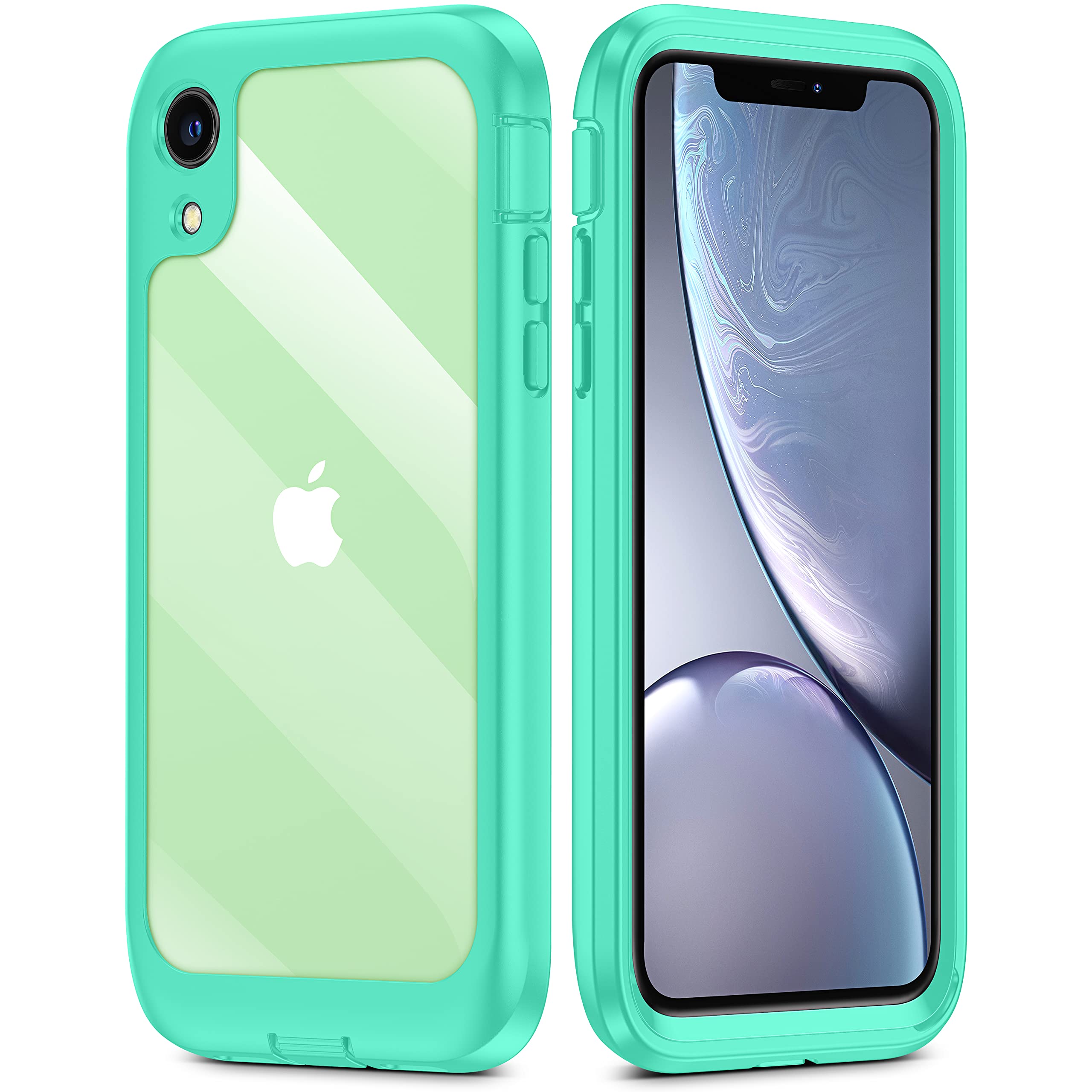 ImpactStrong Heavy Duty Protective Case for iPhone XR - Full Body Shockproof Cover with 2X Tempered Glass Screen Protectors (Mint/Clear) | Perfect for Outdoor, Work & Extreme Sports Protection