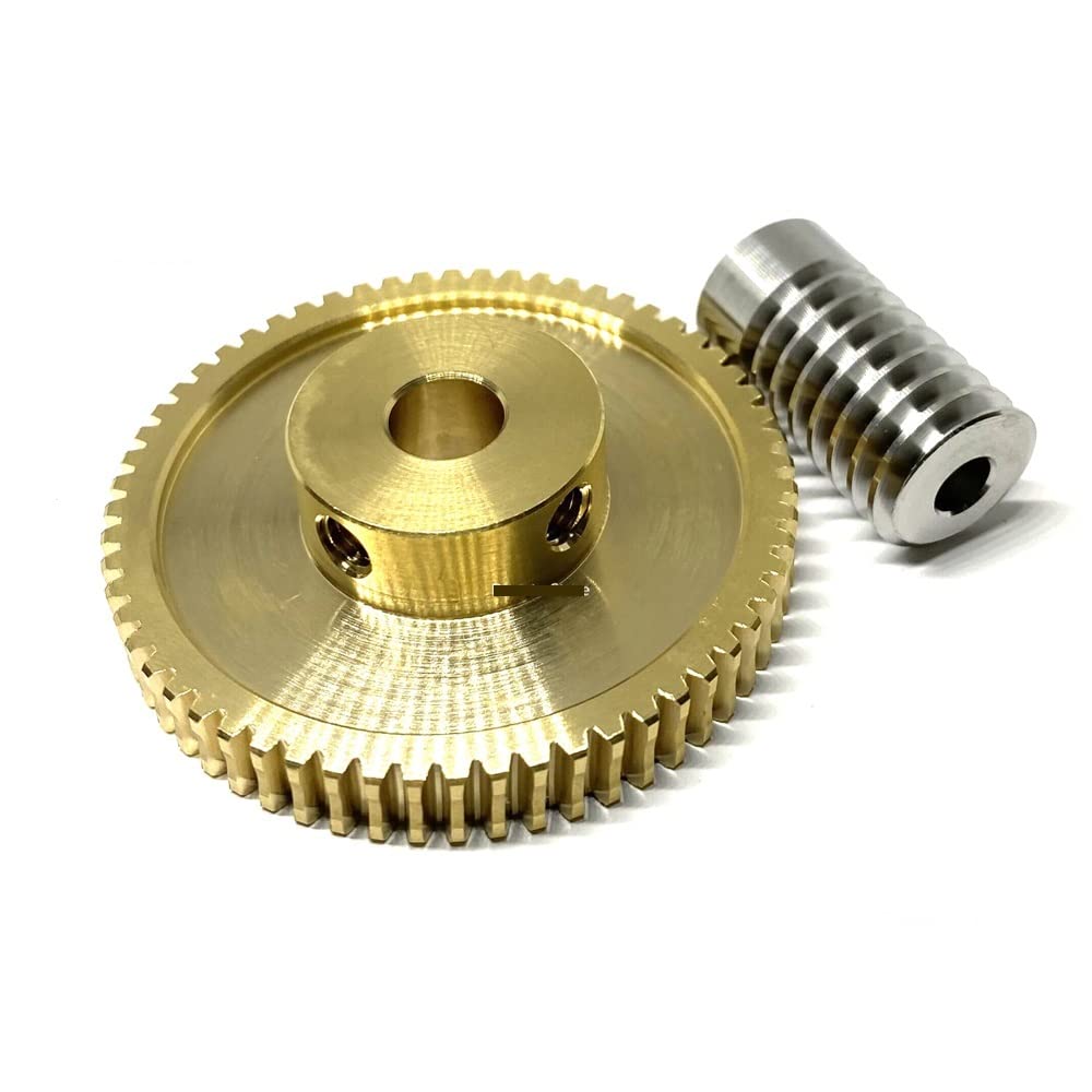 Precision 0.8M Worm Gear Set 1:20/30/40/50/60 Teeth Ratio - Stainless Steel Worm & Copper Gear Accessories (5mm Shaft, 35 Teeth-8mm Size) - Ideal for Robotics, CNC Machinery, and Industrial Automation Systems