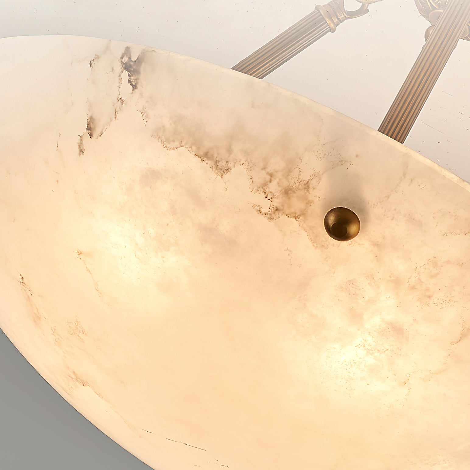 Alabaster Bowl Ceiling Light Fixture - Modern Handcrafted Stone Pendant Lamp for Dining Room, Living Room & Bedroom Lighting