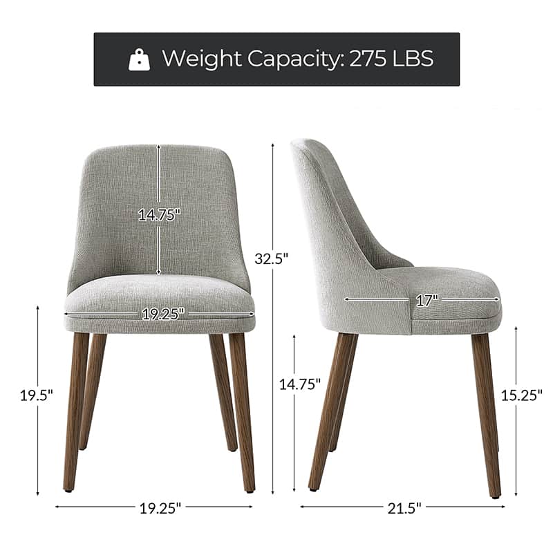 Zara Dining Chairs Set of 2/4/6 - Modern Curved Backrest with Natural Wood Legs & Plush Cushion - Perfect for Kitchen, Dining Room, or Breakfast Nook